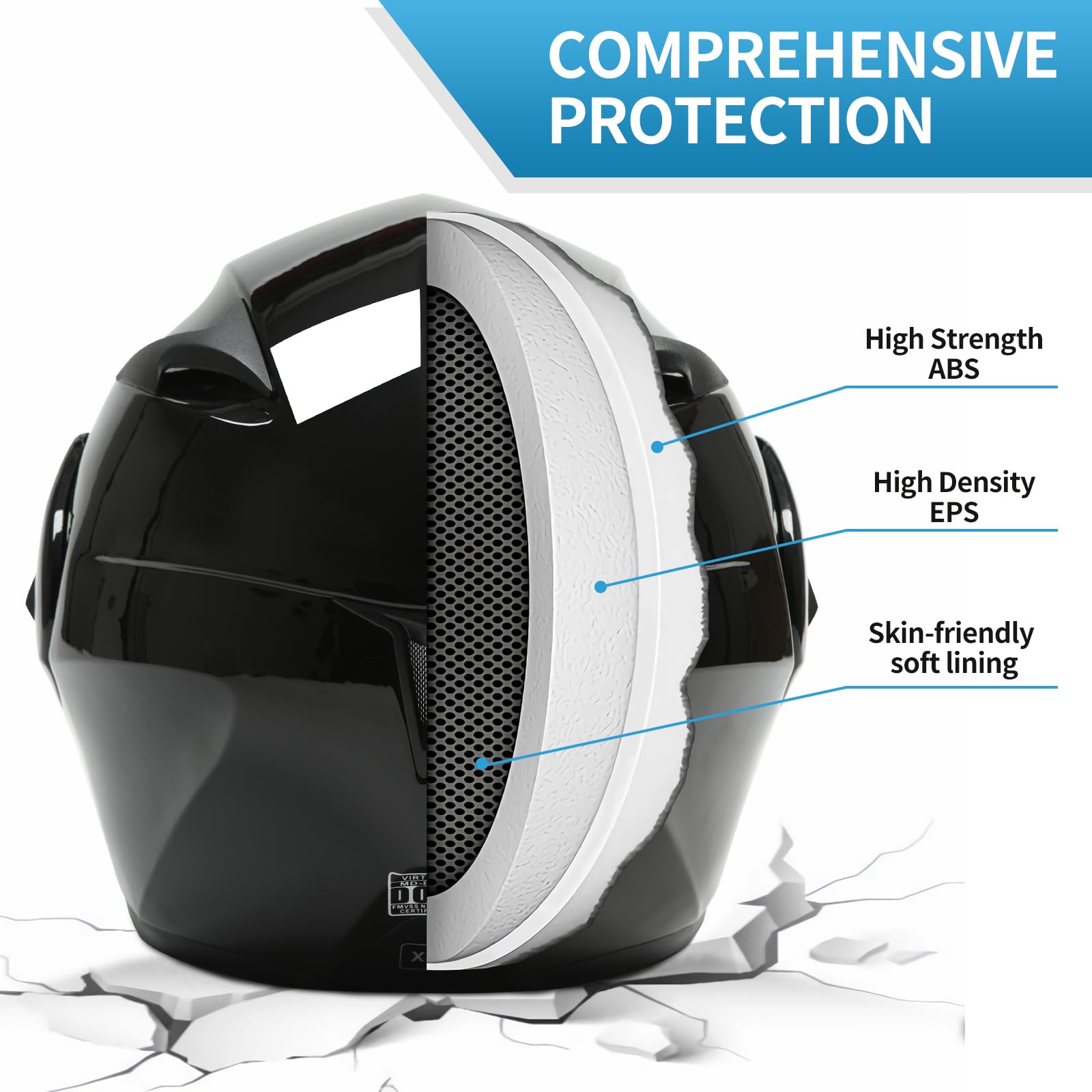 DOT Approved Bluetooth Modular Motorcycle Helmet with Dual Visor - Full Face Flip Up Helmet with Integrated Bluetooth for Men & Women - Perfect for Commuting, Touring and Long Rides