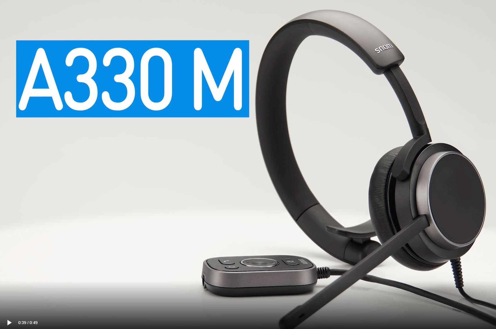 Snom A330D Wired Over-Ear Headset with Microphone - Noise Cancelling Gaming Headphones with Detachable Cable for PC, Office, and Online Meetings | Model 00004597