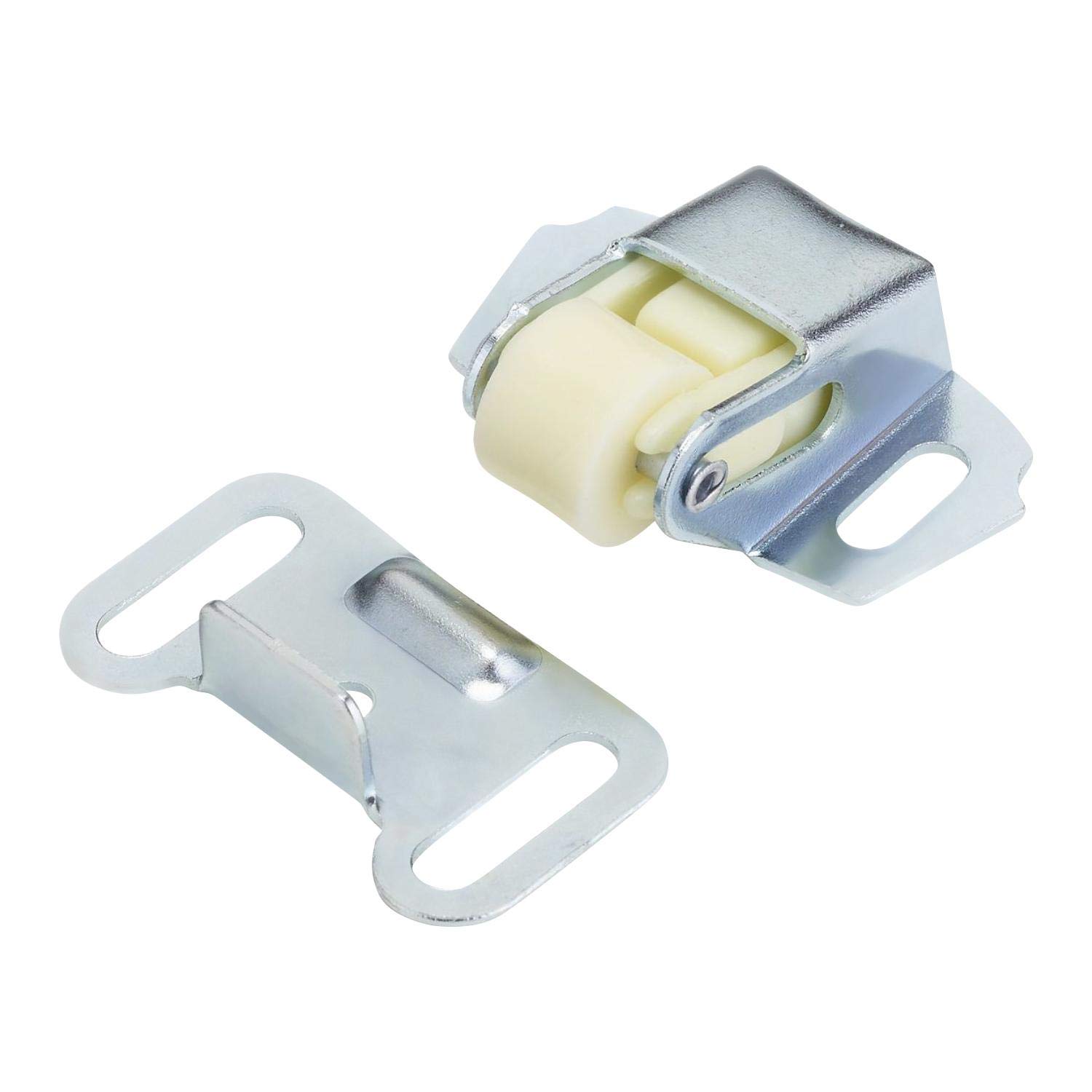 100 Pack Rok Hardware Roller Wheel Spring Cabinet Door Catch Latch Holder - Zinc Finish with Screws for Furniture, Closet & Cabinet Doors | Durable Hardware for Smooth Sliding Door Operation