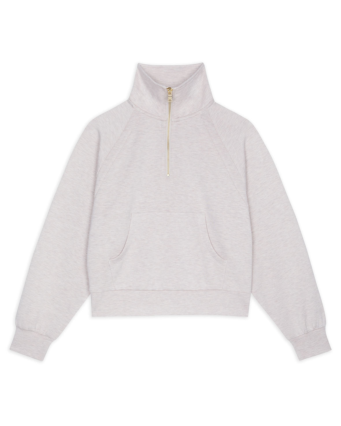 LuxeComfort Scuba Half Zip Sweatshirt for Women - Soft Fleece Pullover with Thumb Holes, Beige Marl - Perfect for Casual Outfits, Workouts & Cozy Loungewear