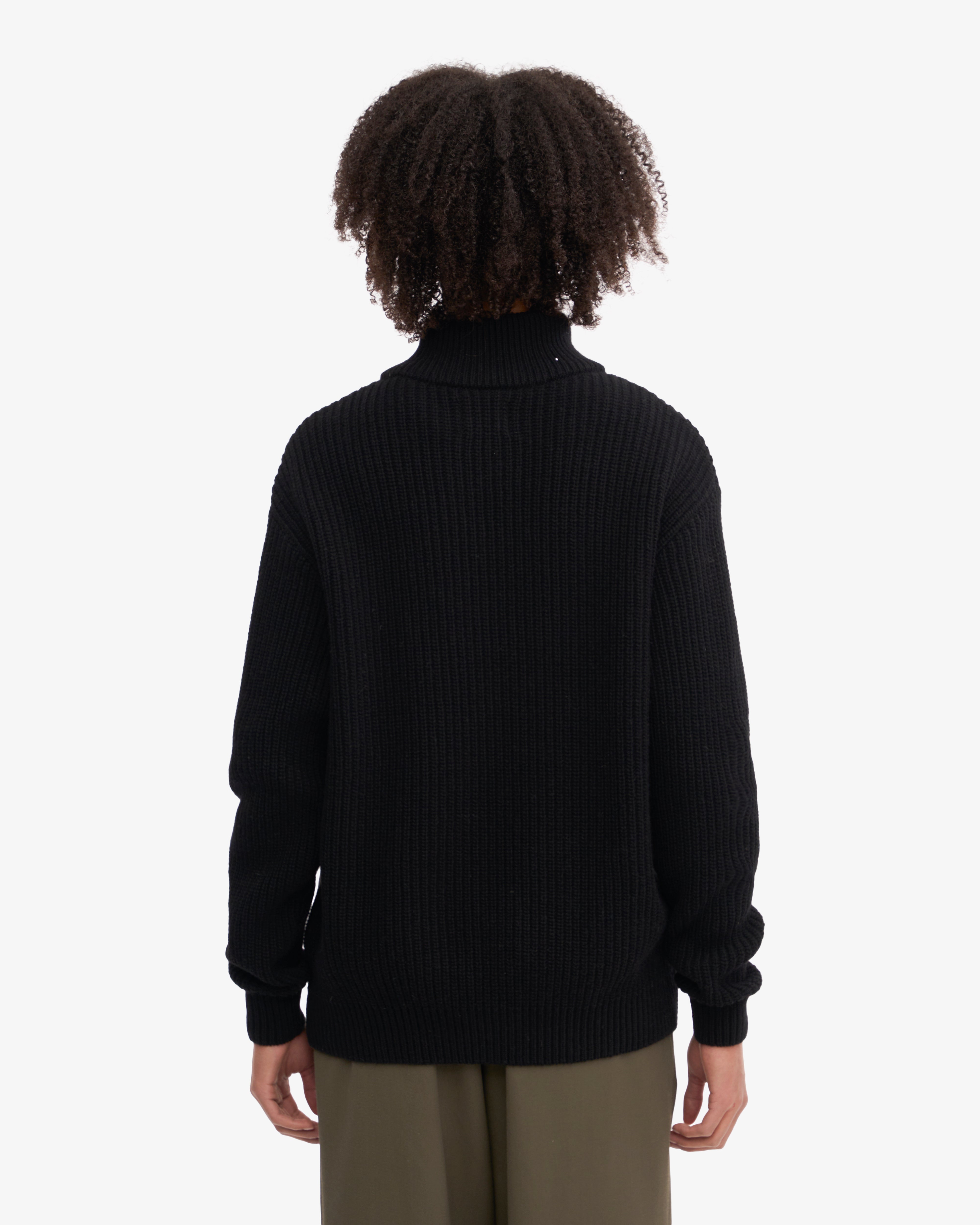 Premium Merino Wool Quarter Zip Sweater for Men - Deep Black - Comfortable & Breathable for Outdoor Activities & Casual Wear