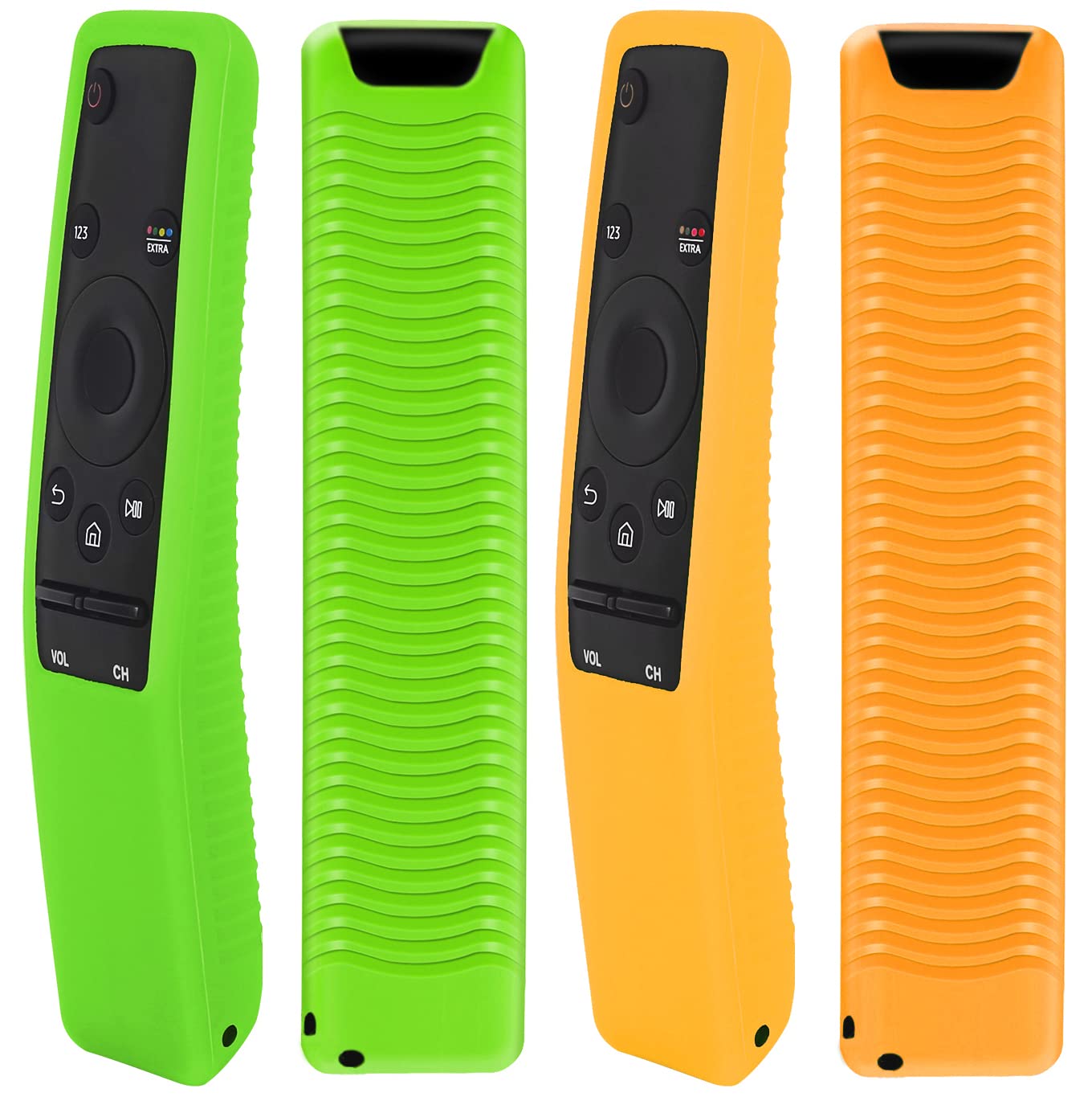 2 Pack Shockproof Silicone Cover for Samsung BN59 Series Smart TV Remote Controller - Anti-Slip Protective Skin Case Compatible with Samsung Smart Hub 4K LED Ultra HDTV Remotes (Green & Orange) - Perfect for Home Entertainment, Gaming & Daily TV Use