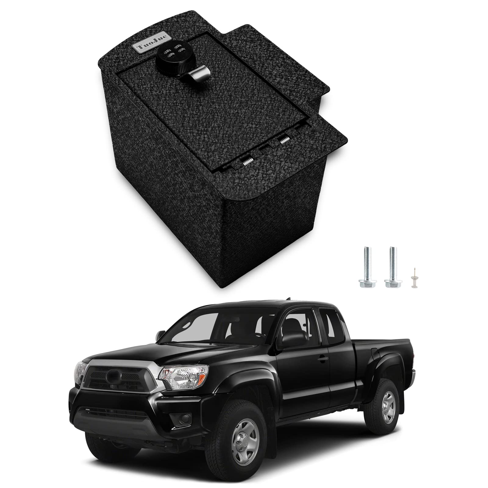 **Lockable Gun Safe Box for 2005-2015 Toyota Tacoma - 4-Digit Combination Lock, Secure Center Console Organizer - Perfect for Vehicle Storage & Firearm Safety**
