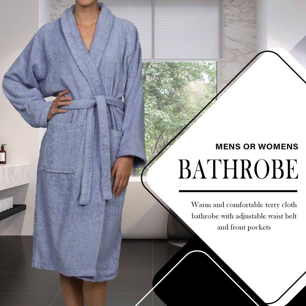 Premium Cotton Ultra Soft Terry Adult Unisex Lightweight Luxury Bathrobe - Spa, Hotel & Home Relaxation Wear for Men and Women