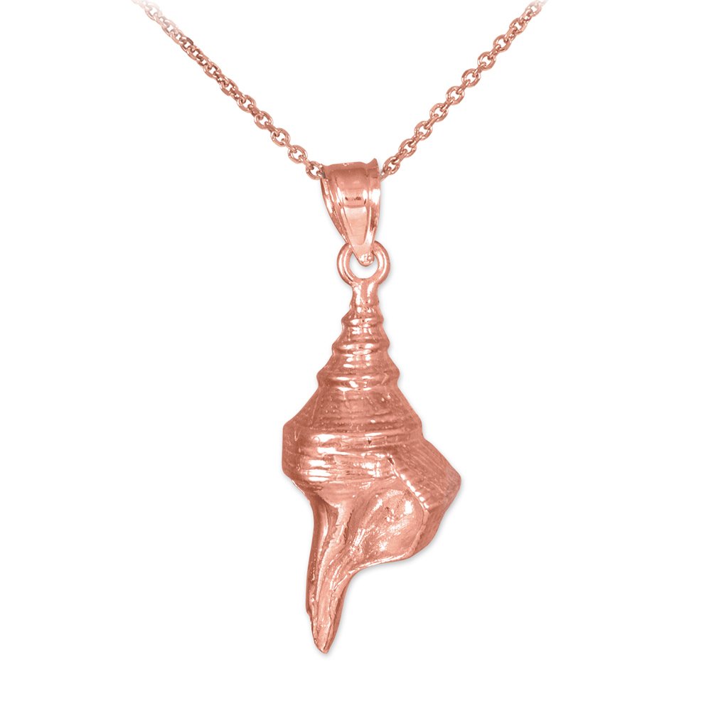 14K Rose Gold Conch Shell Pendant Necklace for Women - Elegant Beach Jewelry Gift - Perfect for Vacations, Weddings & Summer Outfits