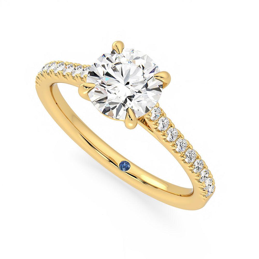 Round Moissanite Engagement Ring with Hidden Anniversary Stone & Pavé Accents - Perfect for Proposals, Weddings & Anniversary Gifts