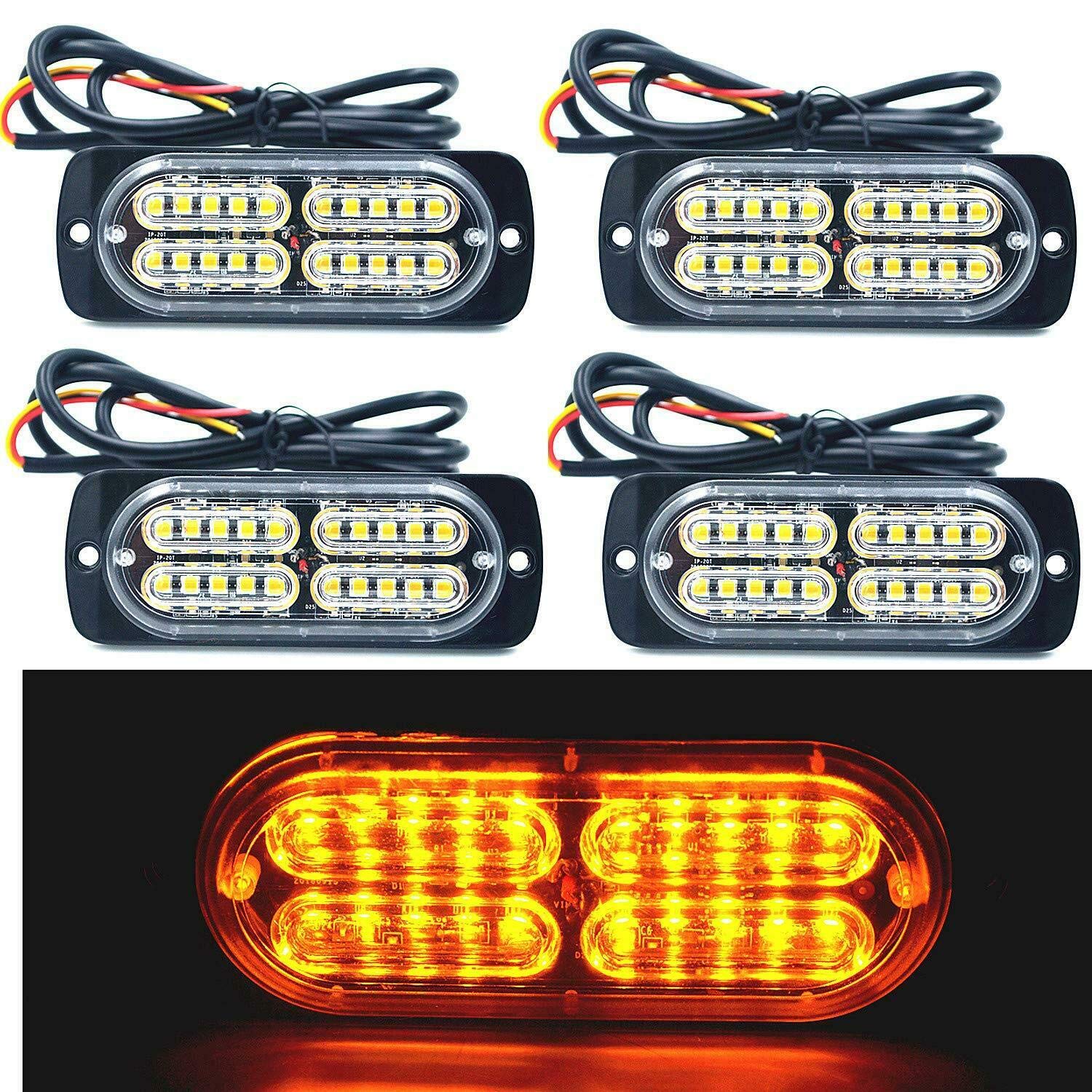 MASO 20LED Side Marker Lights - Yellow & White Truck Trailer Warning Lamps (4PCS) for Enhanced Road Safety | Perfect for Semi Trucks, Trailers & Commercial Vehicles in Low Visibility Conditions