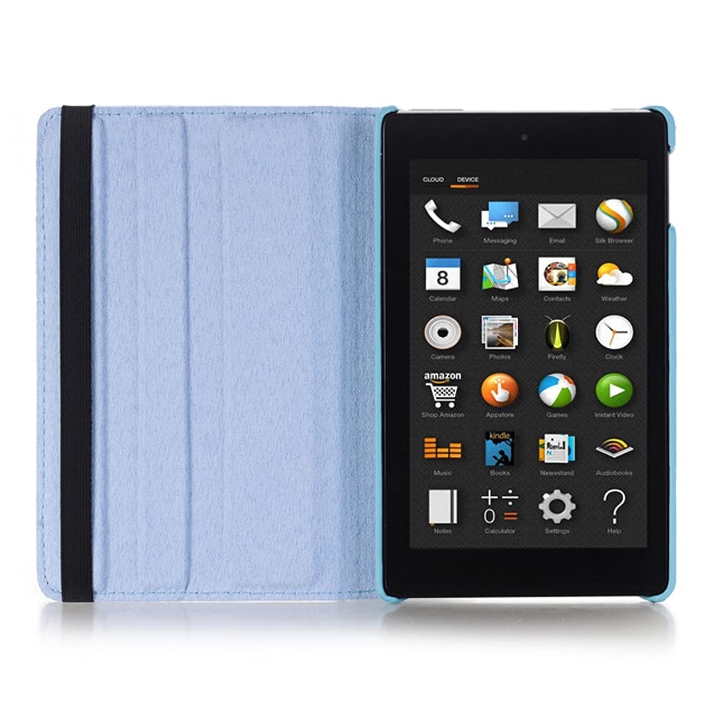 Premium 360° Rotating Leather Case for Kindle Fire 7 (7th/9th Gen 2017/2019) - Ultra Slim Folio Stand Cover with Auto Wake/Sleep - Perfect for Reading, Travel & Work (Robust Black)