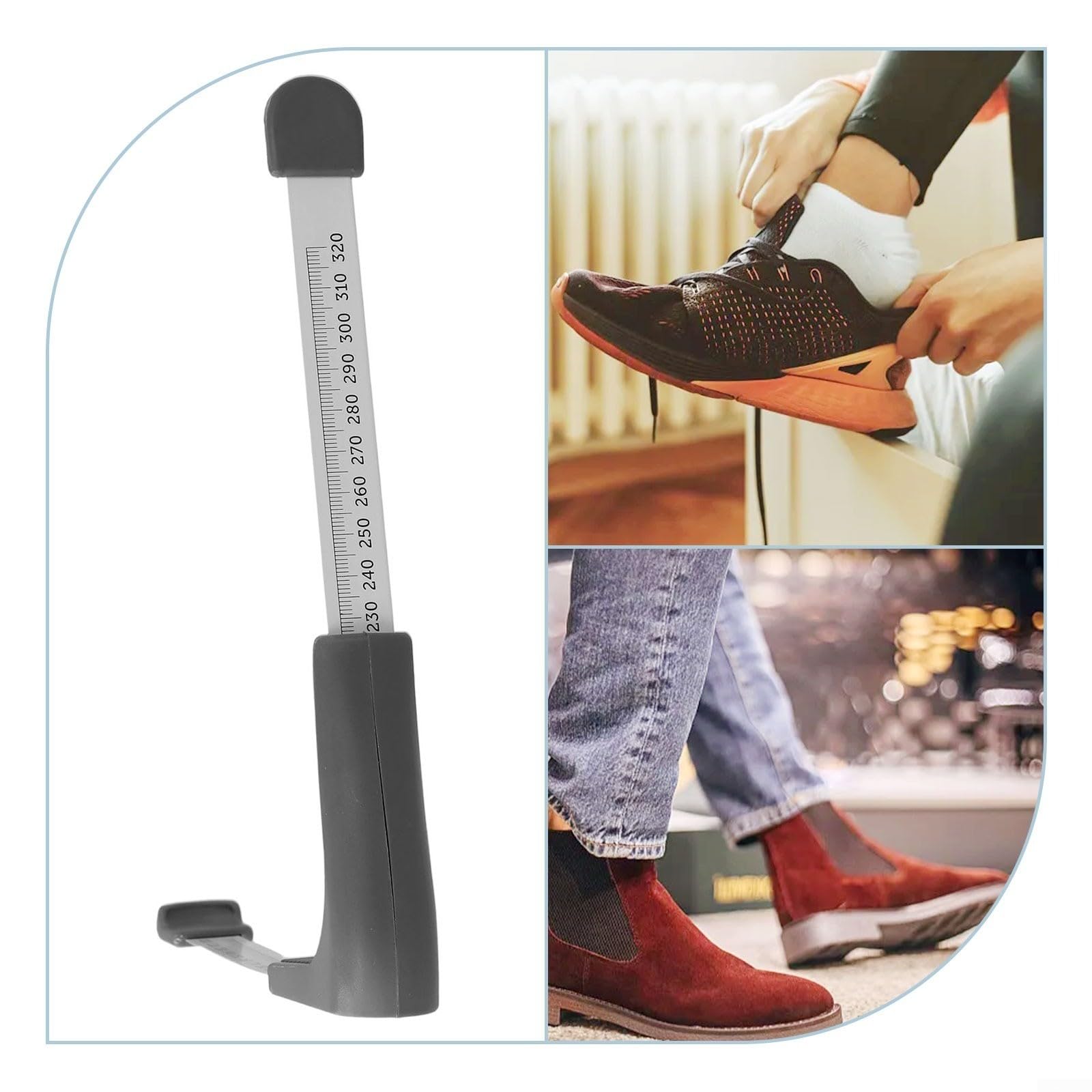Accurate Shoe Size Measuring Device - Adjustable 110-320mm Foot Ruler for Kids, Men & Women - Perfect for Online Shoe Shopping, Fitting Rooms & Home Use
