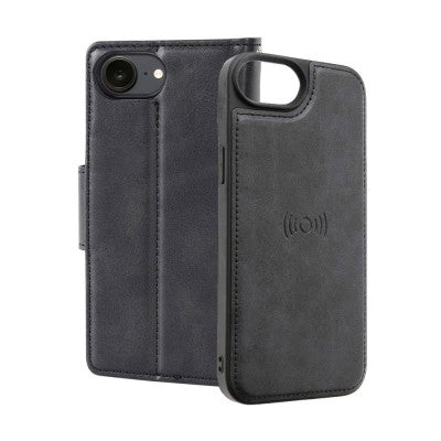 2 in 1 Detachable Magnetic Flip Leather Wallet Case for iPhone 16 - Black | Slim Protective Cover with Card Slots | Perfect for Everyday Use, Travel & Business