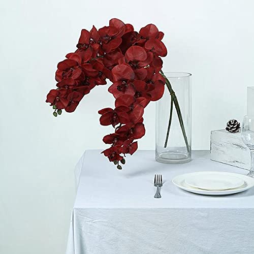 40 Inch Artificial Phalaenopsis Silk Orchid Flowers - Real Touch Lifelike Branches, Pack of 2 (Red) - Perfect for Home, Office, Wedding, Party & Event Decorations