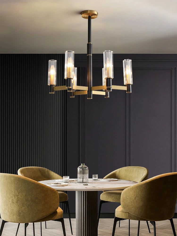 Elegant Copper Branch Crystal Chandelier - Modern Rustic Ceiling Light Fixture for Dining Room, Living Room & Bedroom Decor