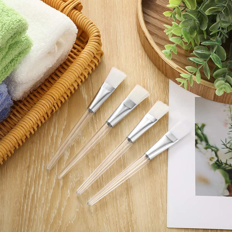 12-Piece Soft Facial Mask Brush Set with Clear Plastic Handle - Skin Care & Body Butter Applicator Tools for Smooth & Even Application (White) - Perfect for DIY Spa, At-Home Facials & Professional Skincare Routines