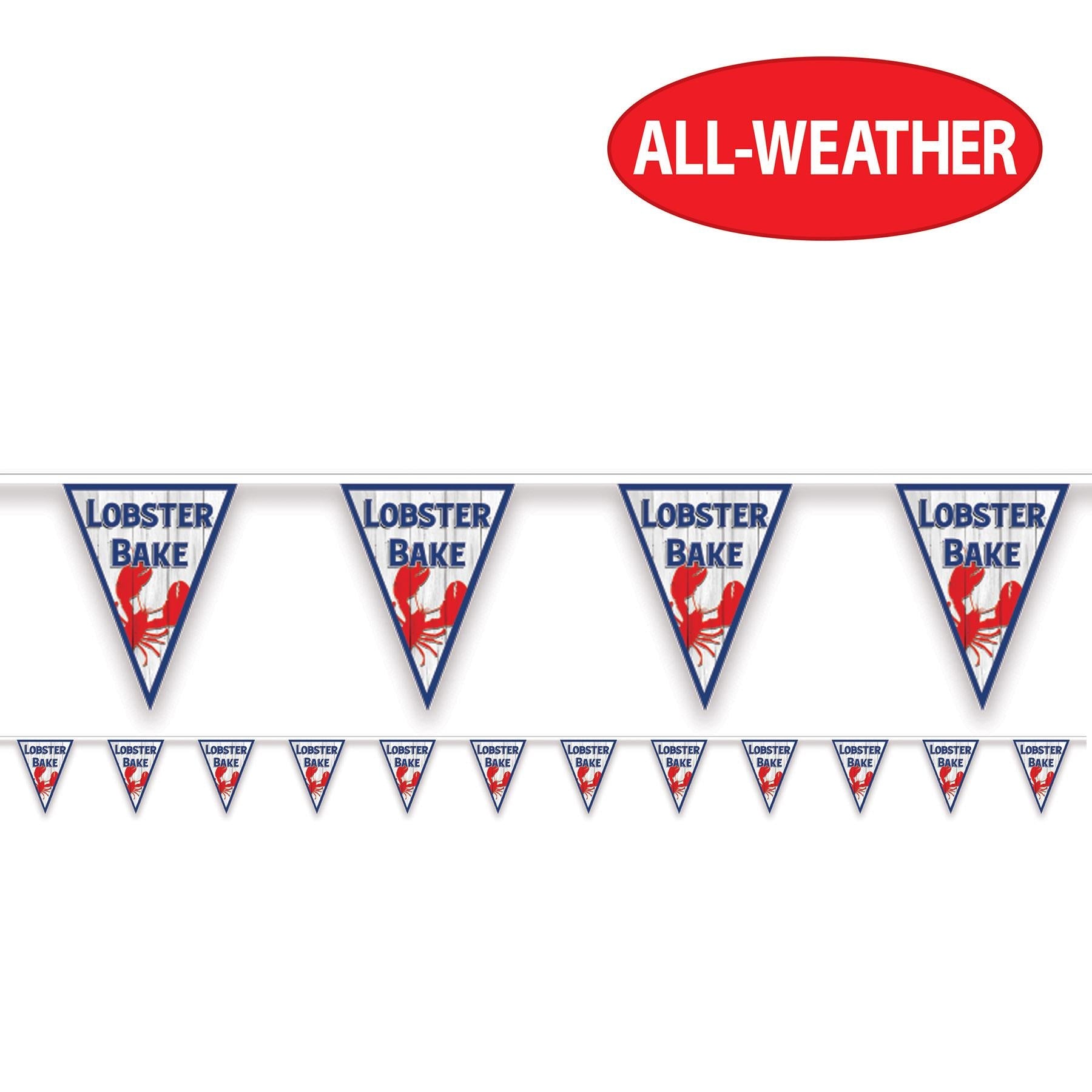 12 Pack Beistle Lobster Bake Pennant Banner - Summer Seafood Party Decorations for Outdoor BBQ, Clambake & New England Theme Parties