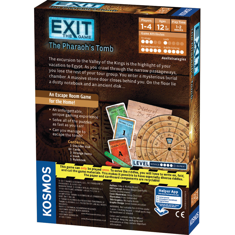 EXIT: The Pharaoh's Tomb - Escape Room Board Game | Family Strategy Puzzle Adventure | Perfect for Game Nights & Team Building Activities