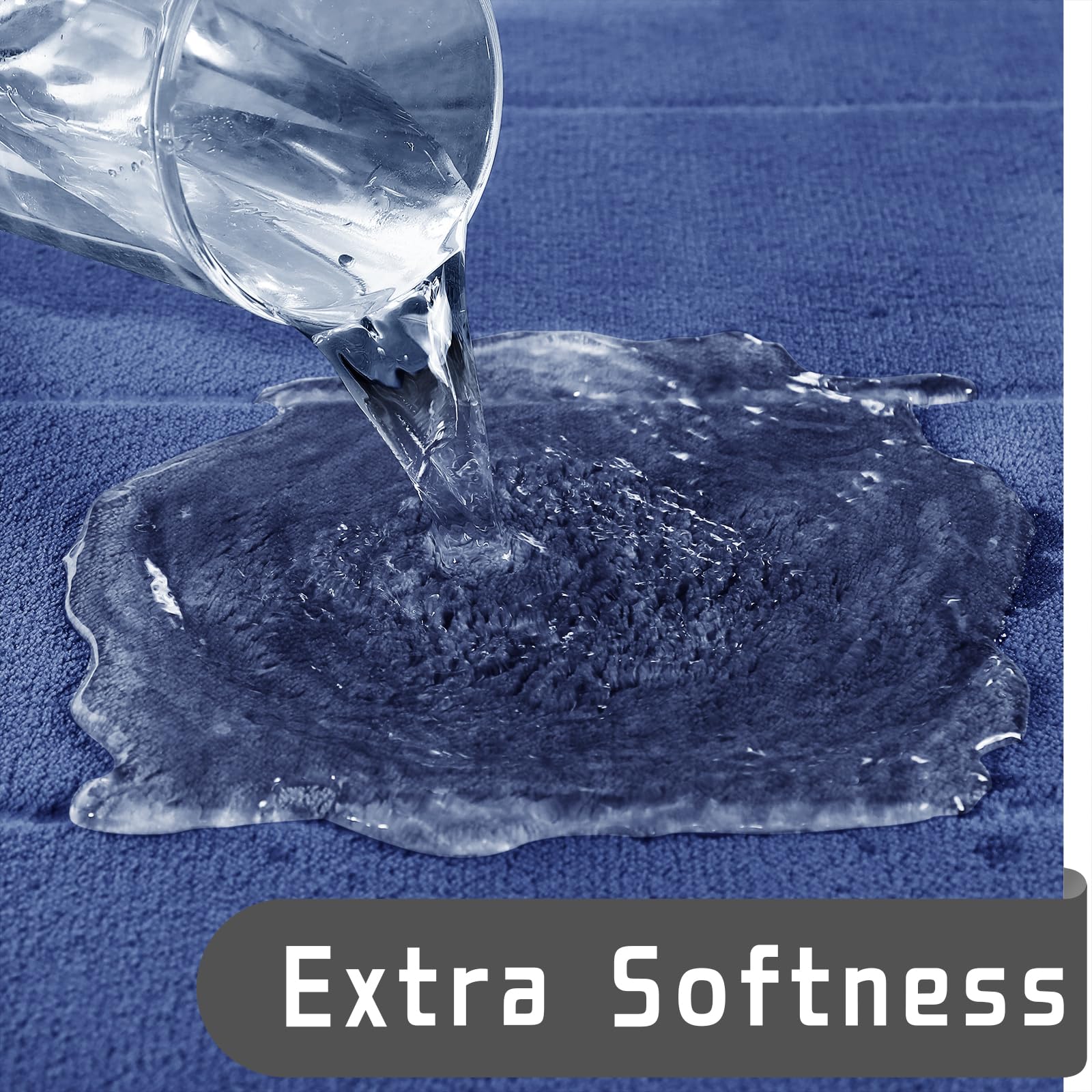 Yimobra 2-Piece Memory Foam Bath Mat Set - Ultra Soft Non-Slip Bathroom Rugs (17x24 & 24x20.4 Inches) - Quick-Dry Water Absorbent U-Shaped Toilet Mats for Bathroom Floor - Navy Blue - Perfect for Showers, Bathtubs & Sink Areas