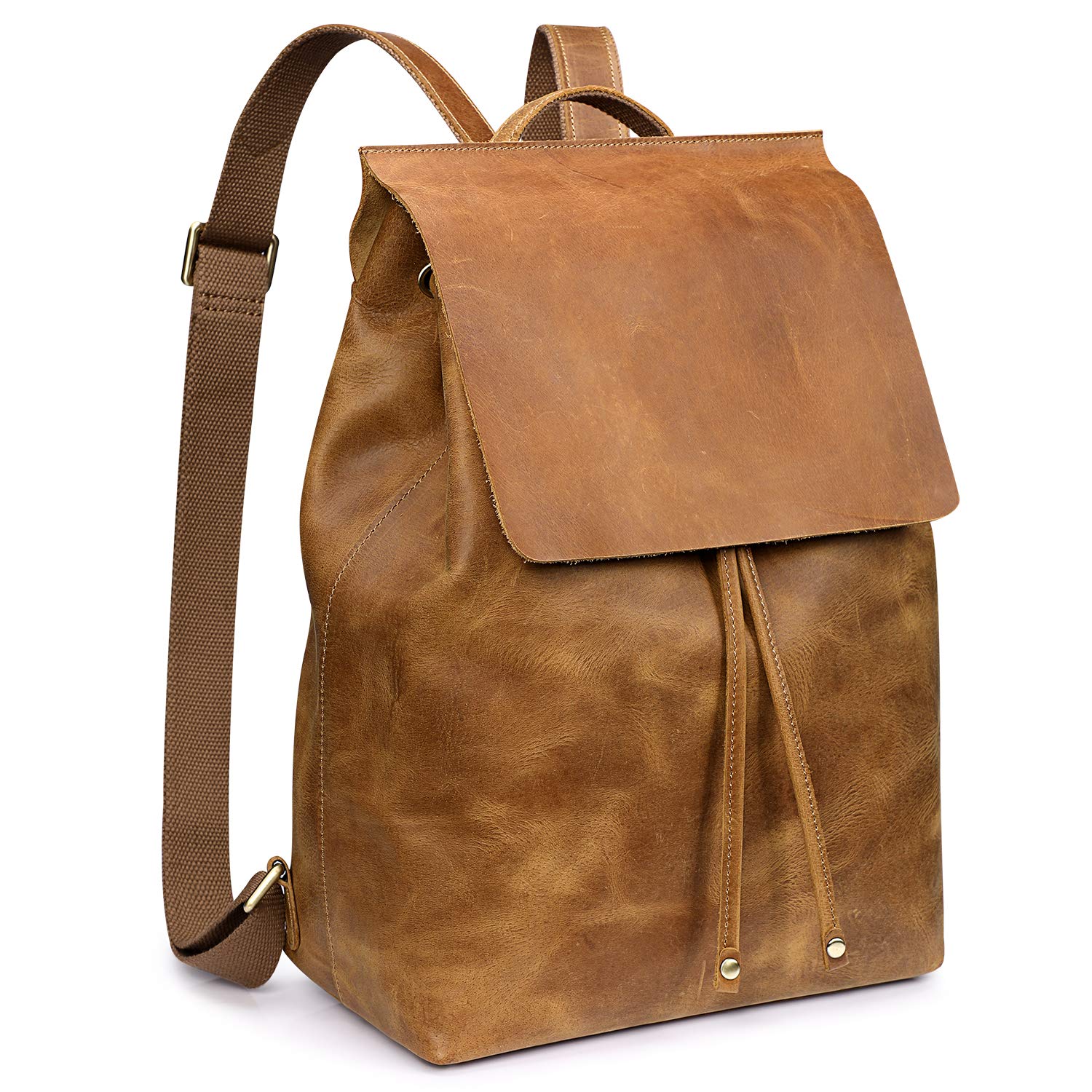 S-ZONE Genuine Leather Women's Backpack Purse - Stylish Travel Rucksack with Luggage Sleeve, Perfect for Work, School & Weekend Getaways