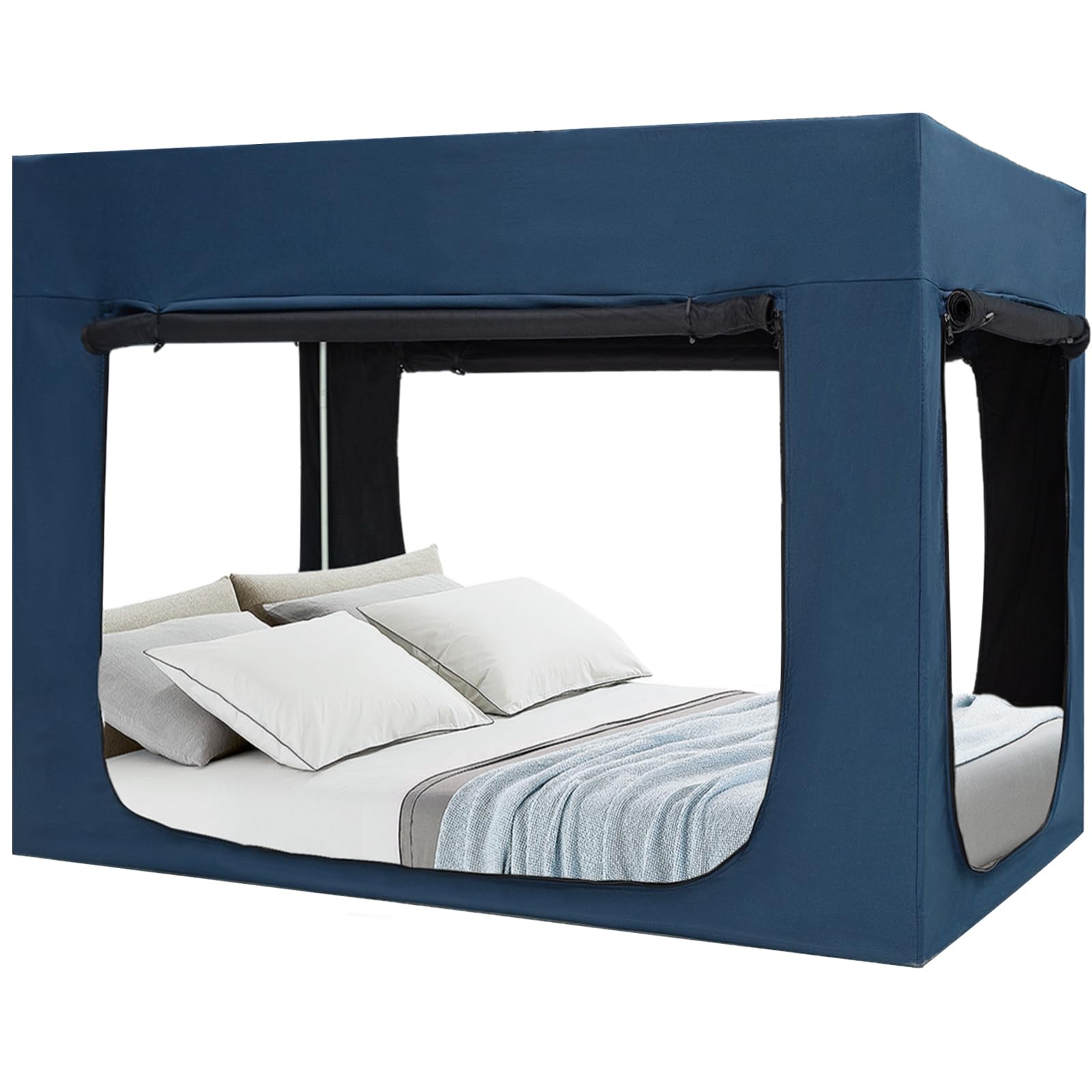 **Portable Bed Tent for Adults & Kids - Twin Size Bed Canopy with 80% Blackout, 4 Doors & Breathable Fabric - Private Sleeping Space for Camping, Travel, or Home Use (Mattress Not Included)**