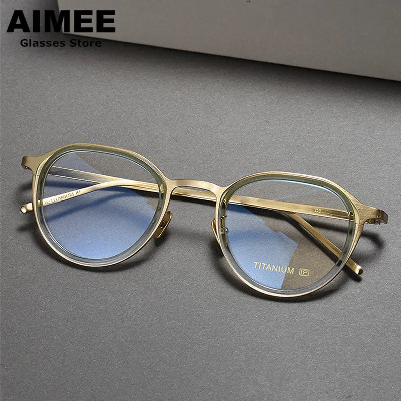 Unisex Full Rim Flat Top Oval Titanium Acetate Eyeglasses 10628 - Lightweight Durable Frames for Work, Reading & Everyday Wear