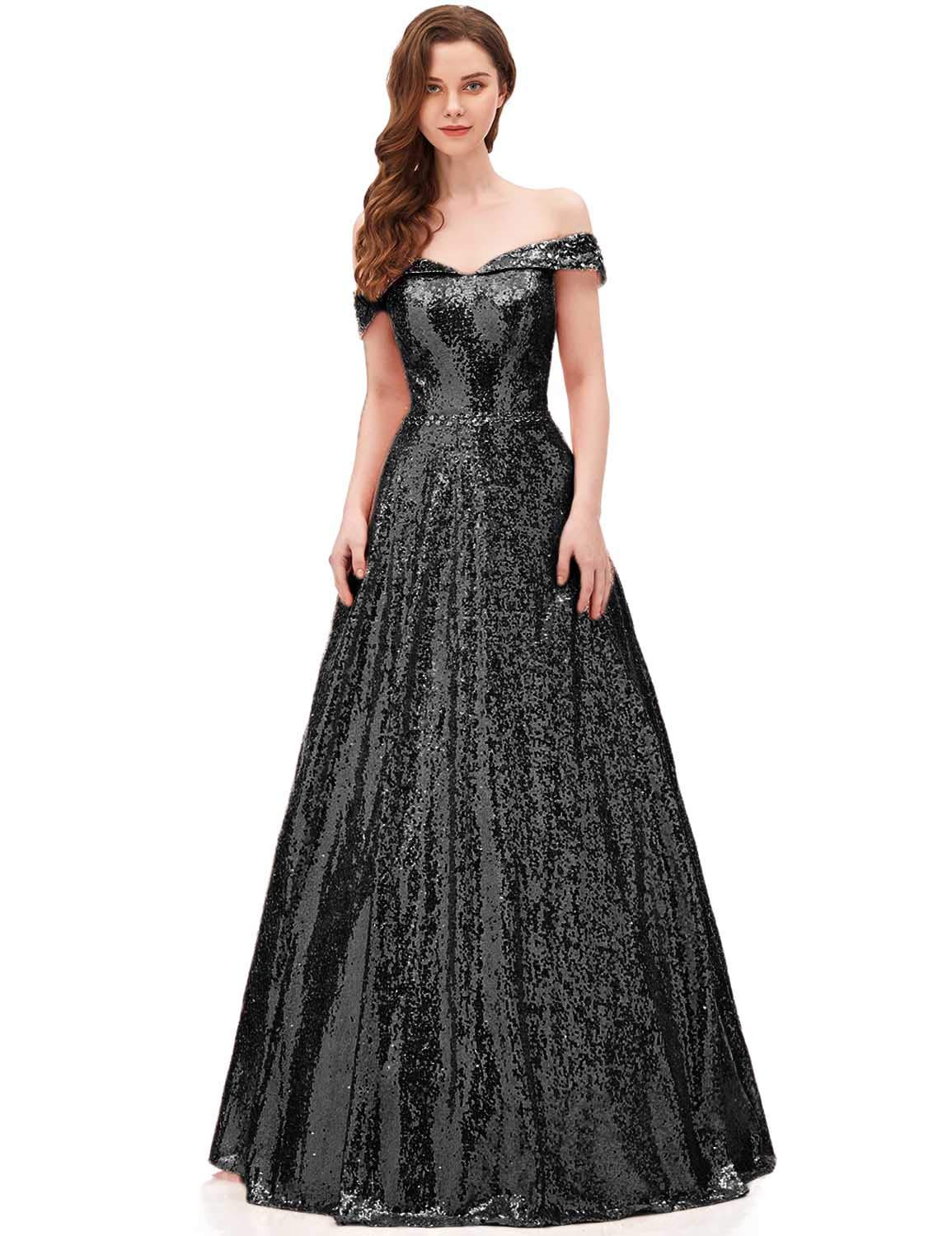 Elegant YIRENWANSHA Women's Off Shoulder Sequin Empire Waist Prom Gown - Perfect for Homecoming, Evening Parties & Formal Events
