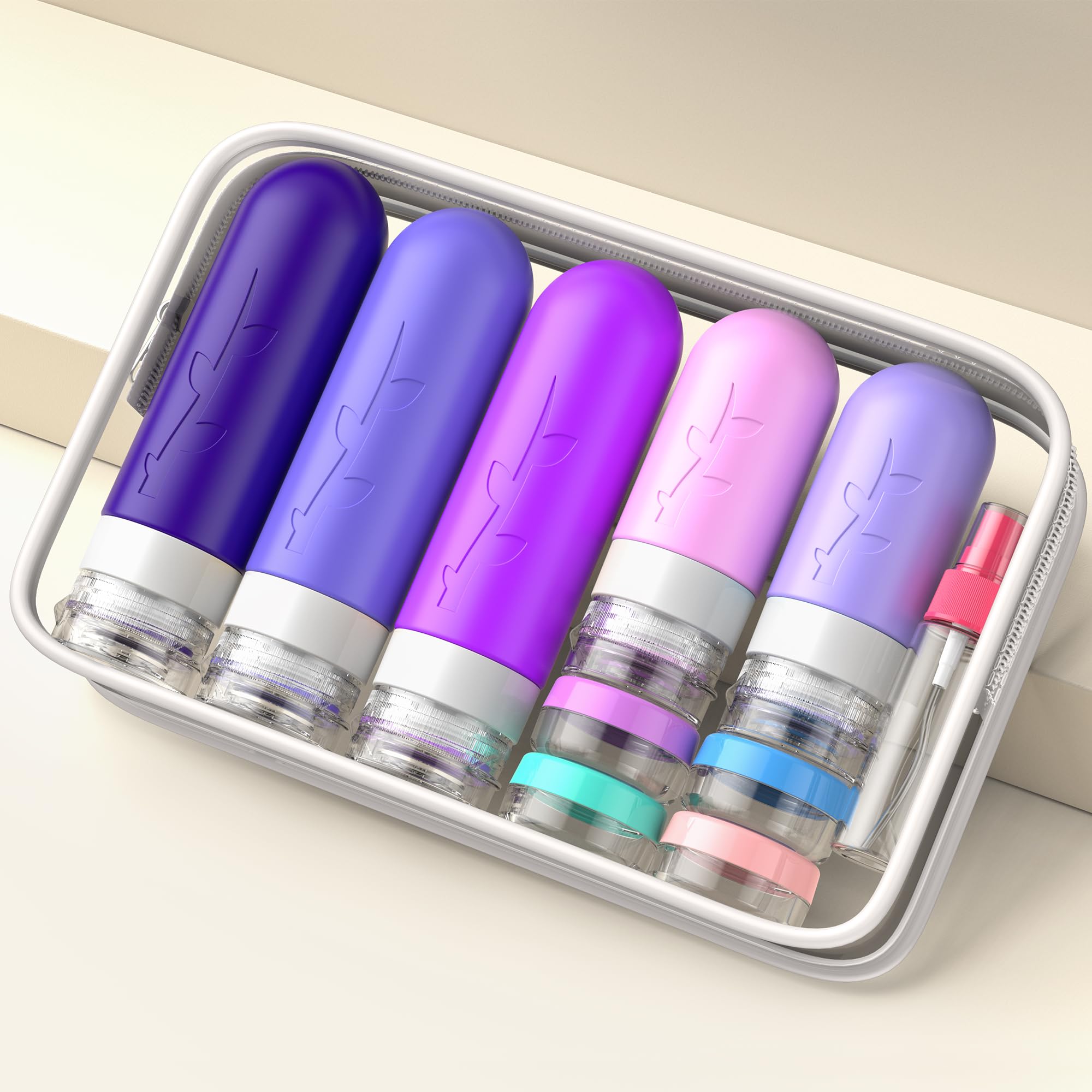 19 Pack TSA Approved Silicone Travel Bottles - Leak Proof Refillable Toiletry Containers for Shampoo, Conditioner & Lotion | Perfect for Air Travel, Gym & Vacation Essentials