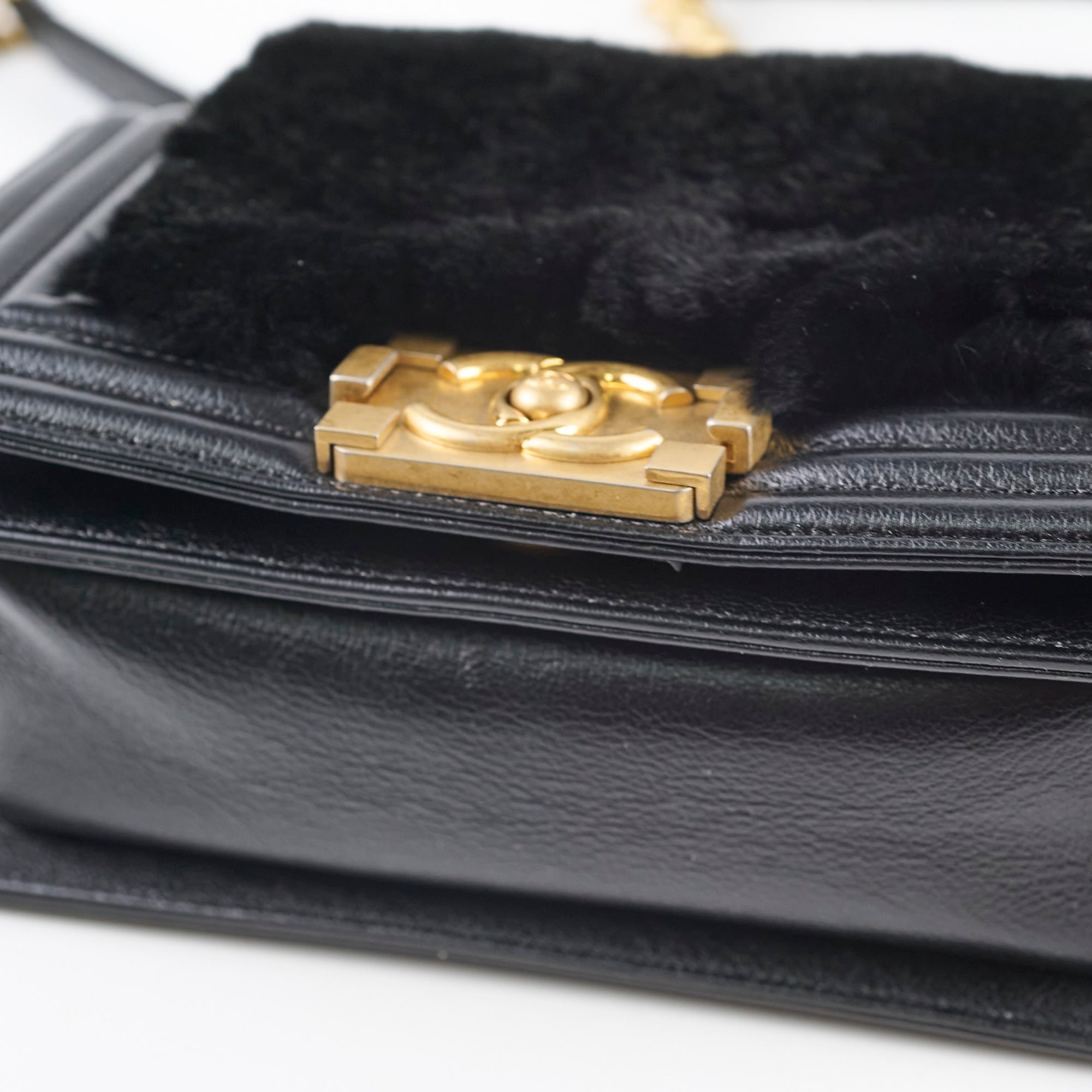 Chanel Boy Black Fur Handbag - Luxury Quilted Leather Crossbody Bag for Women | Perfect for Evening Parties, Date Nights & Special Occasions