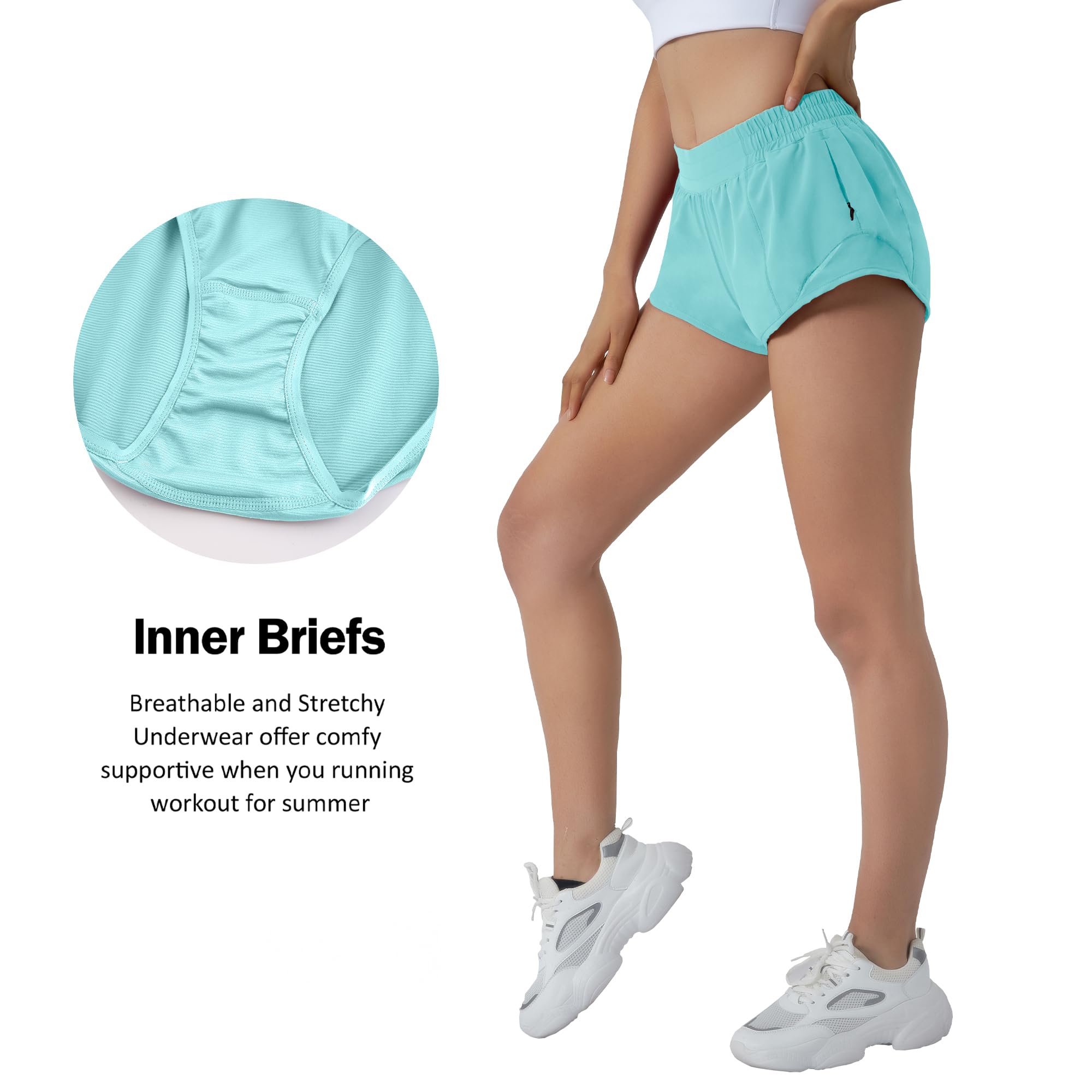 Best Women's Running Shorts - Quick Dry Athletic Sports Shorts with Zip Pocket - Lightweight Active Workout Gym Shorts for Running, Yoga & Fitness Training