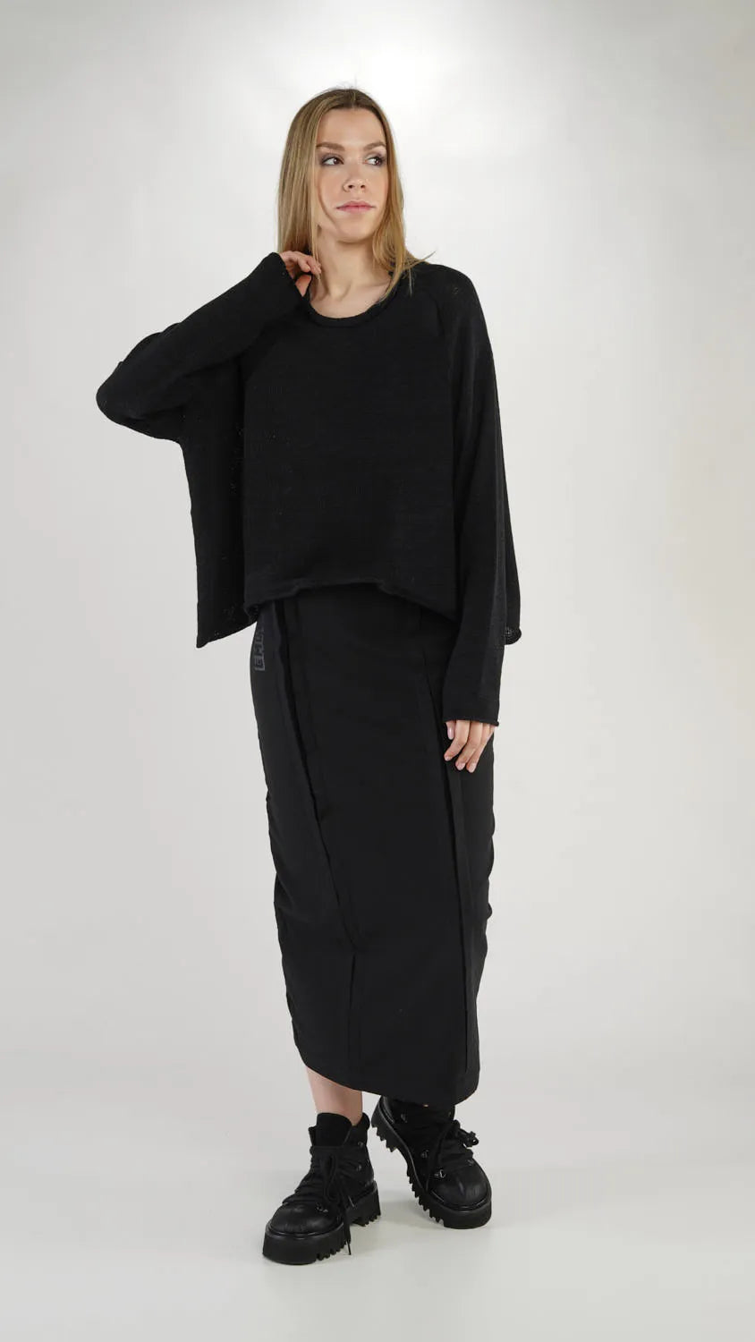 Flared Linen Knit Sweater for Women - Soft & Breathable Black Pullover - Perfect for Fall Layering & Casual Outfits