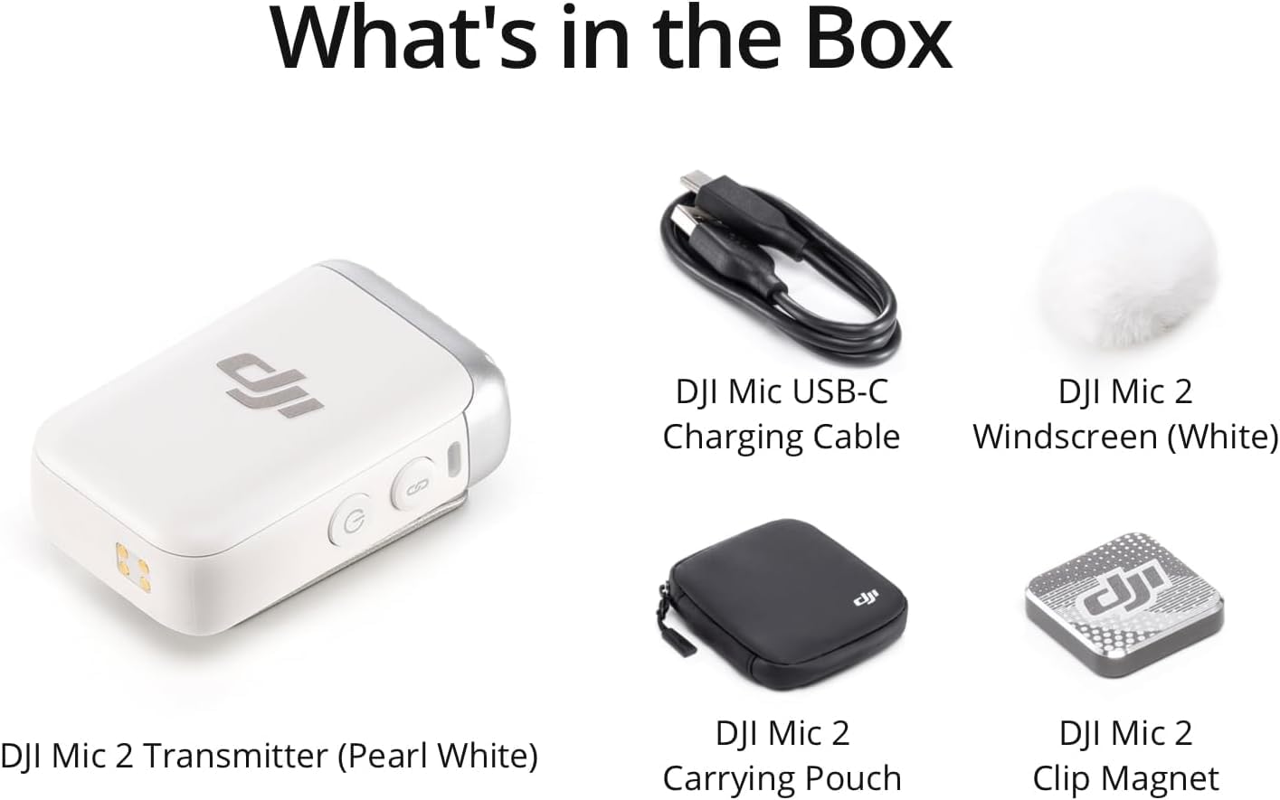 DJI Mic 2 Wireless Lavalier Microphone (Pearl White) - Noise Cancelling Mic with 14H Internal Recording, 6H Battery, Magnetic Clip & Bluetooth for YouTube, Vlogging, Podcasting, Live Streaming & Interviews