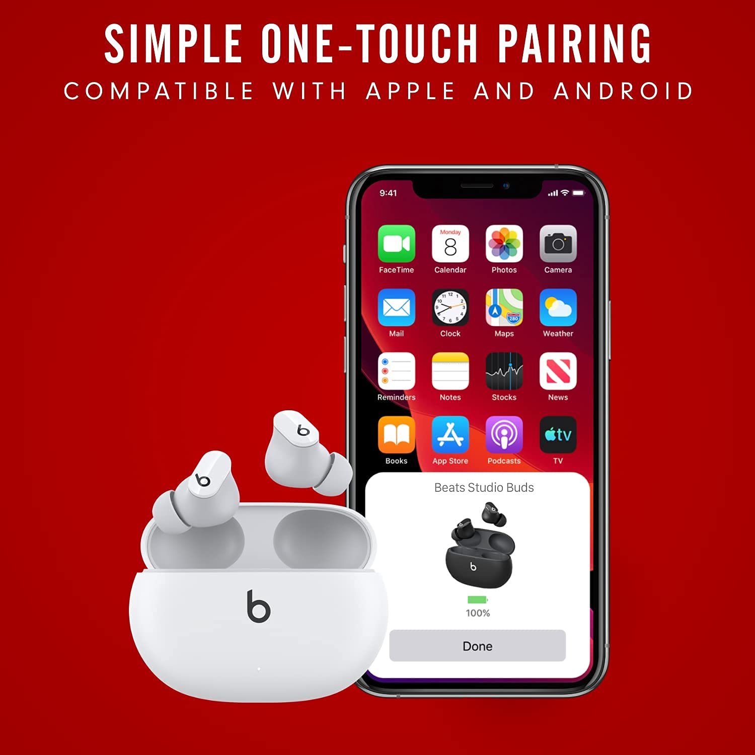 Beats Studio Buds - True Wireless Noise Cancelling Earbuds with Active Noise Cancellation - White (Renewed Premium) - Perfect for Workouts, Commuting & Travel
