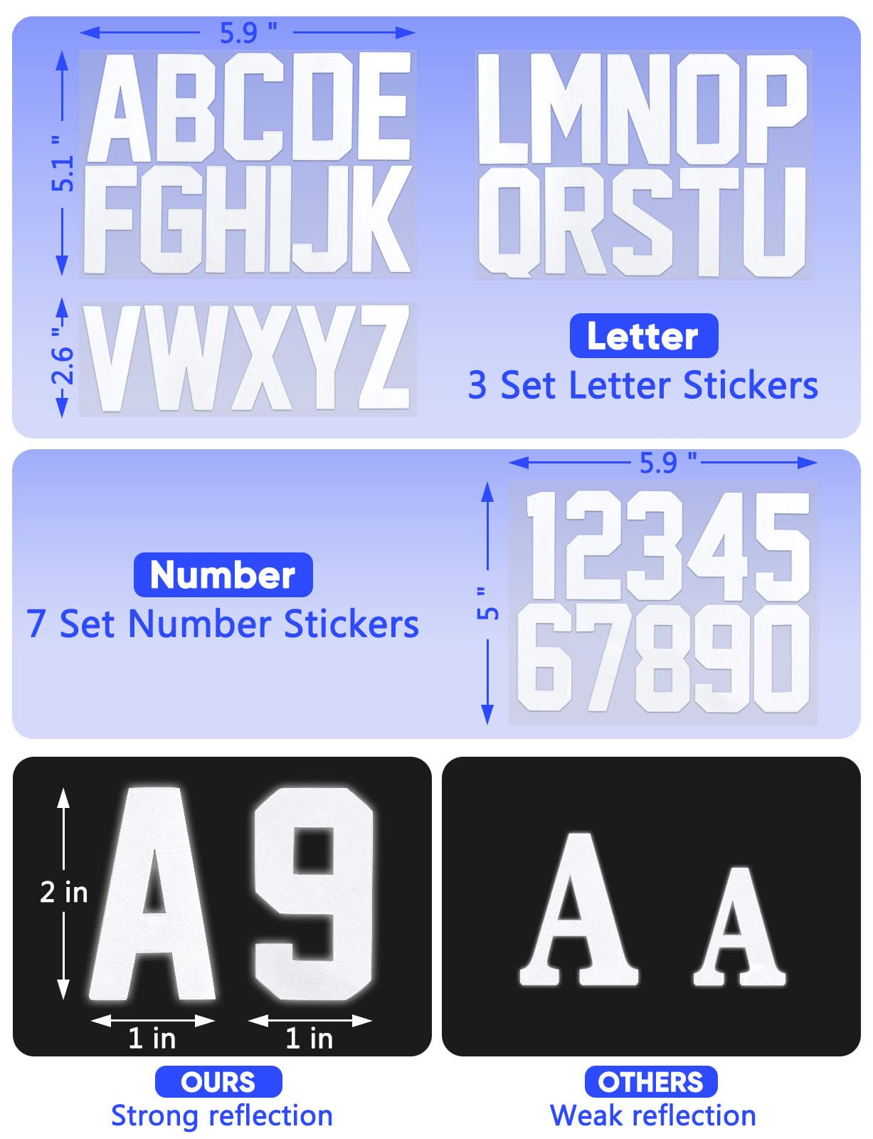 Seloom Reflective Mailbox Numbers & Letters Stickers - 148 PCS Waterproof Decals for House Address (Indoor/Outdoor Use)