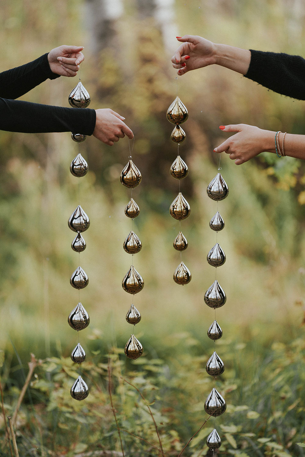 Elegant Teardrop Ornament Strand - 24 Inch Long Christmas Tree Decorations for Holiday Home & Party Decor