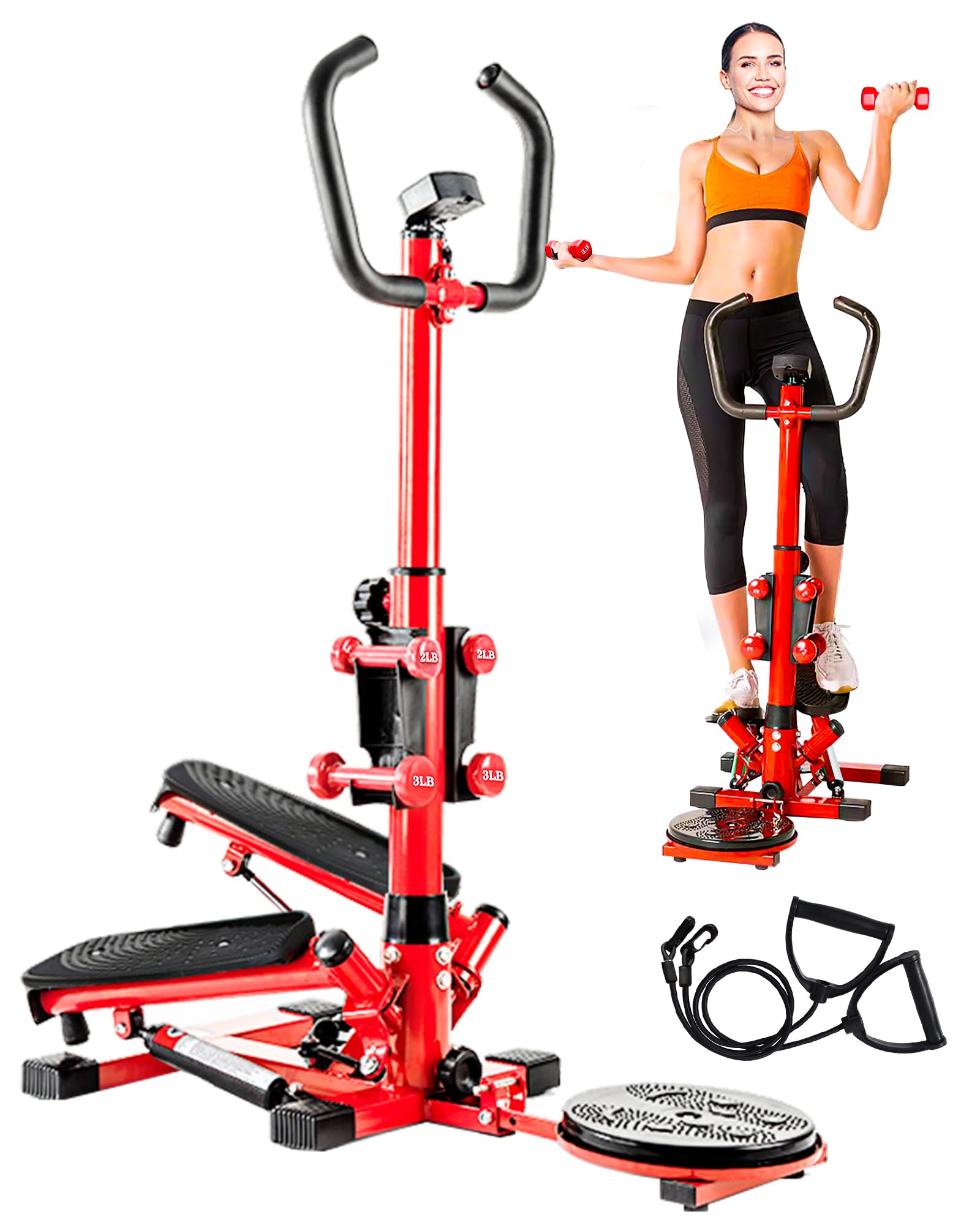 Wonderful Day Stair Stepper Machine for Home Workouts - Adjustable Resistance Bands, LCD Display, 300 lbs Weight Capacity - Perfect for Cardio, Leg Toning & Indoor Fitness Training