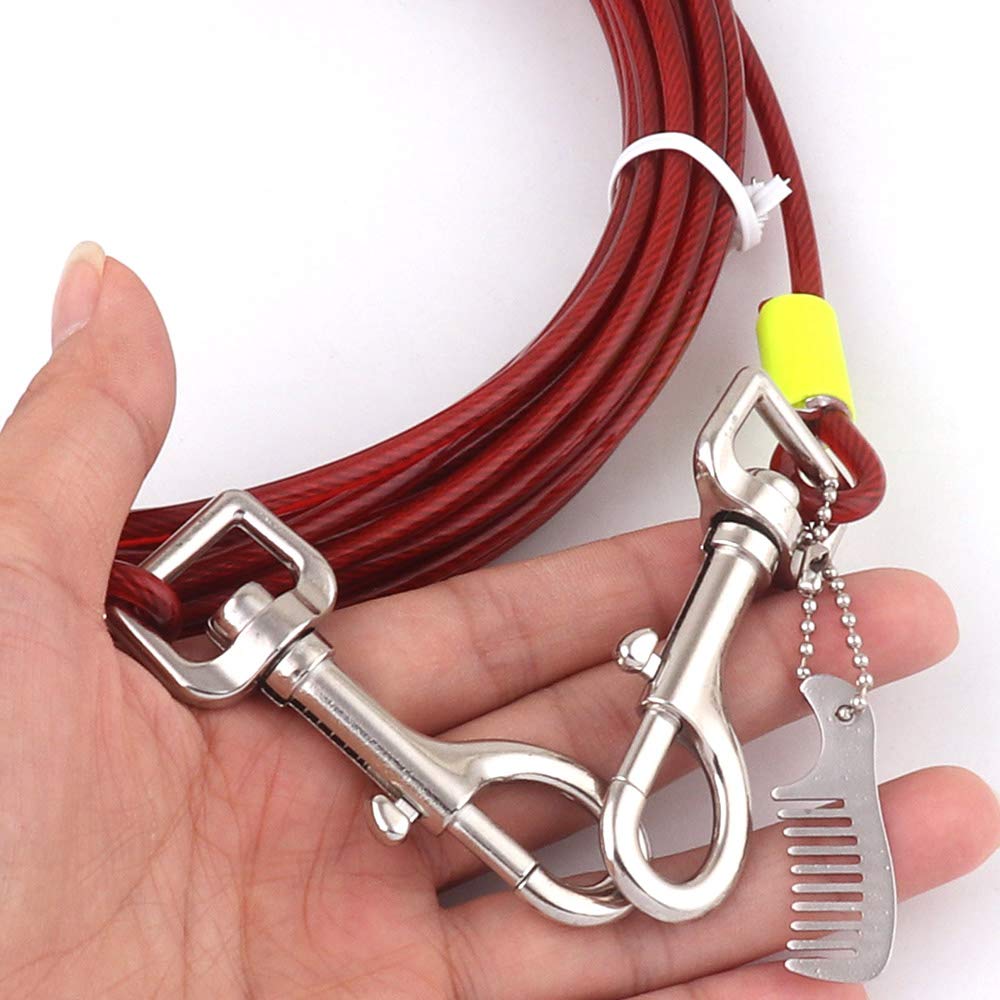 30FT Heavy Duty Dog Tie Out Cable - Strong Pet Leash for Large Dogs Up to 120LBS, Red Rope with Durable Hardware - Perfect for Outdoor Camping, Backyard, Hiking & Training (1 Pack)