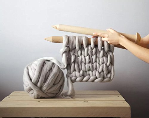 MLMGUO Giant Merino Wool Yarn - Super Soft Bulky Roving for Arm Knitting (8 lbs, Light Gray) | Perfect for Chunky Blankets, Scarves & DIY Home Decor Projects