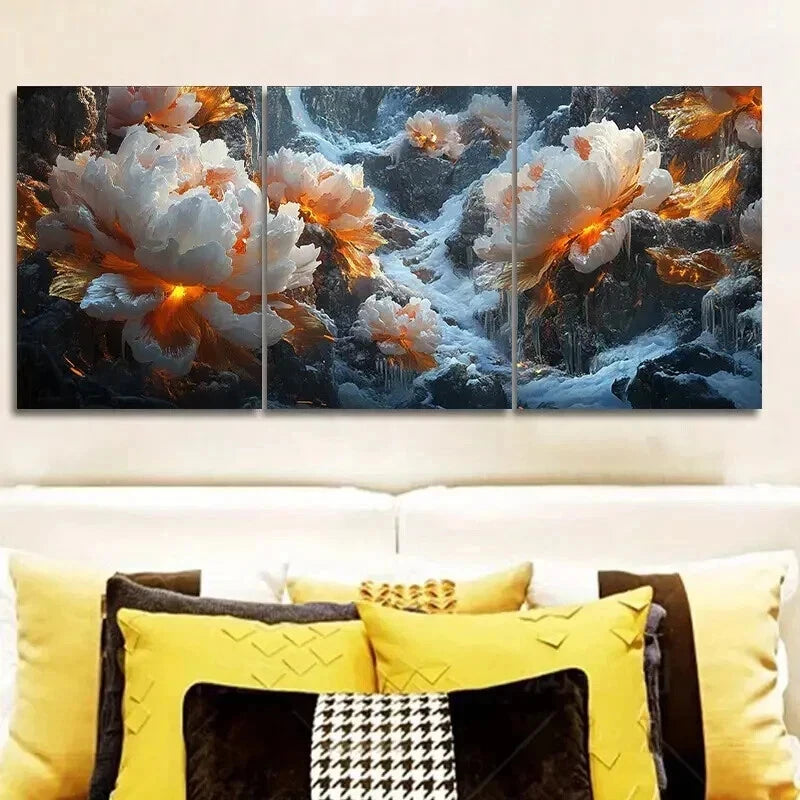 3-Piece Giant Peony Wall Art Set - Luxurious Framed Canvas Prints 50x70cm | High Quality Australian Made Wall Decor | Perfect for Living Room, Bedroom & Office Decor