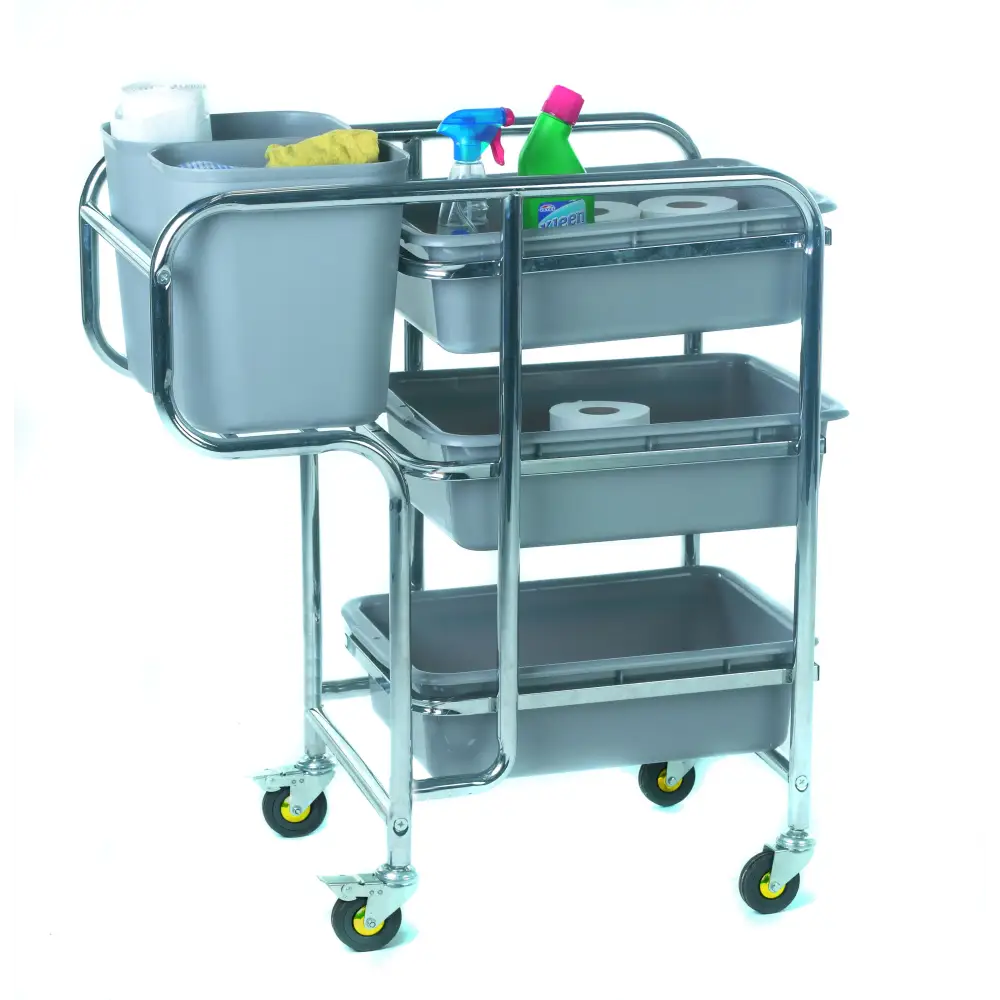 Premium Janitorial Cleaning Cart with Wheels - Heavy Duty Utility Cart for Office, School, and Hospital Cleaning Supplies - Ideal for Janitors and Cleaning Professionals