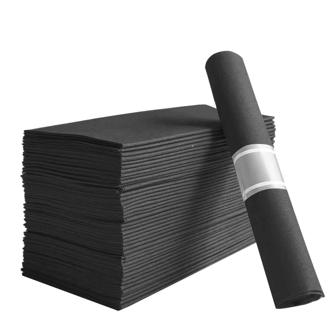 JINYUDOME 100-Pack Premium Black Disposable Hand Towels - Soft Linen Feel Napkins for Restaurants, Parties, and Home Use