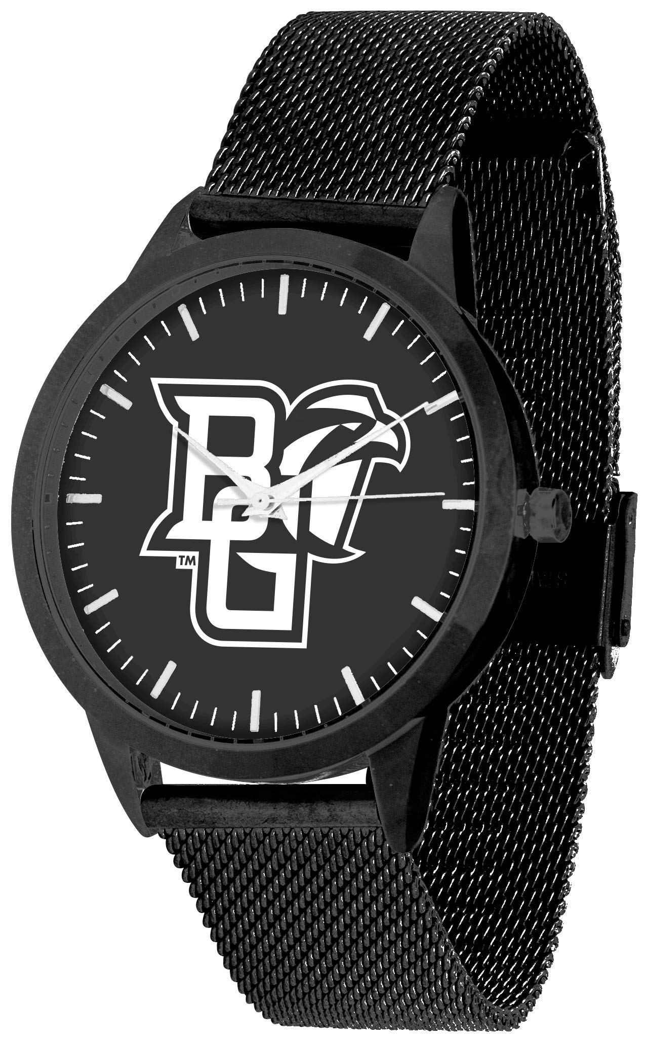 Bowling Green Falcons Mesh Statement Watch - Black Band & Dial - Stylish Sports Watch for Men & Women - Perfect for Games, Gifts & Everyday Wear
