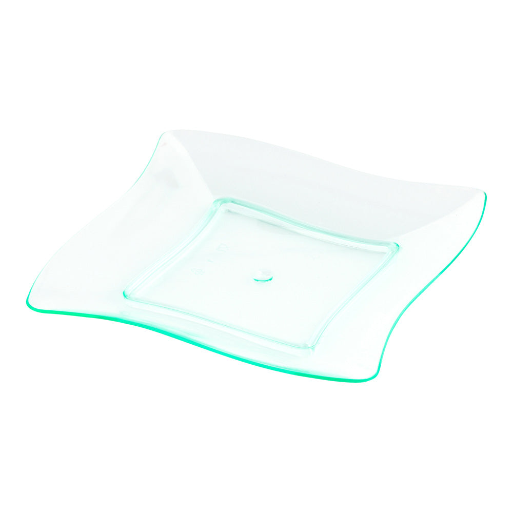 100-Pack Eco-Friendly Seagreen Plastic Plates & 100 Silver Mini Forks - Perfect for Parties, Picnics, BBQs, and Outdoor Dining