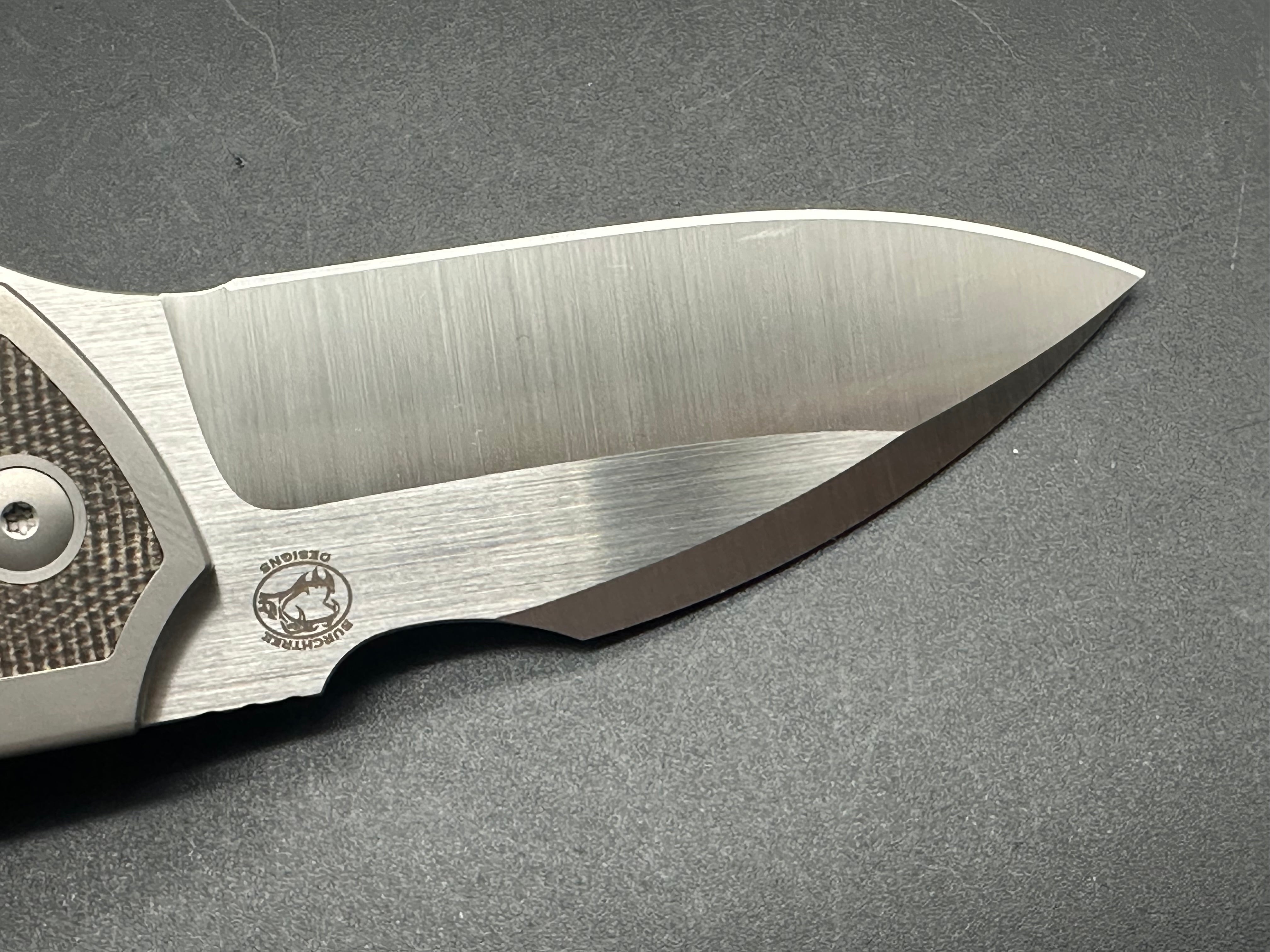 Burchtree Designs Euclid Green Micarta M390 Pocket Knife - High-Quality EDC Folding Knife for Outdoor, Camping, and Everyday Carry