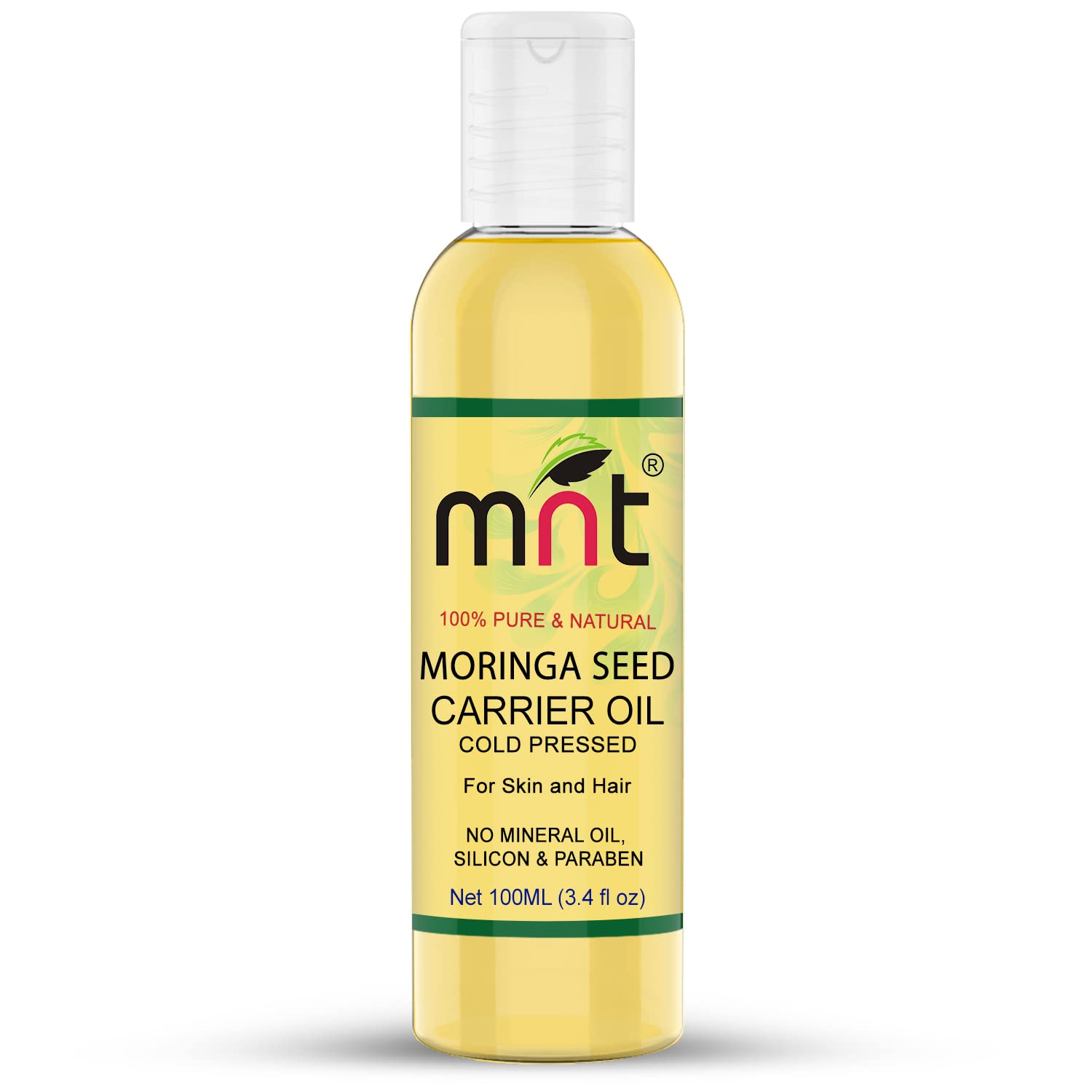100% Pure Cold Pressed Moringa Seed Oil for Skin & Hair Care - Natural Carrier Oil for Face, Body & Scalp - 100ml | Hydrates, Nourishes & Revitalizes Dry Skin & Damaged Hair - Perfect for DIY Beauty Recipes, Massage & Aromatherapy