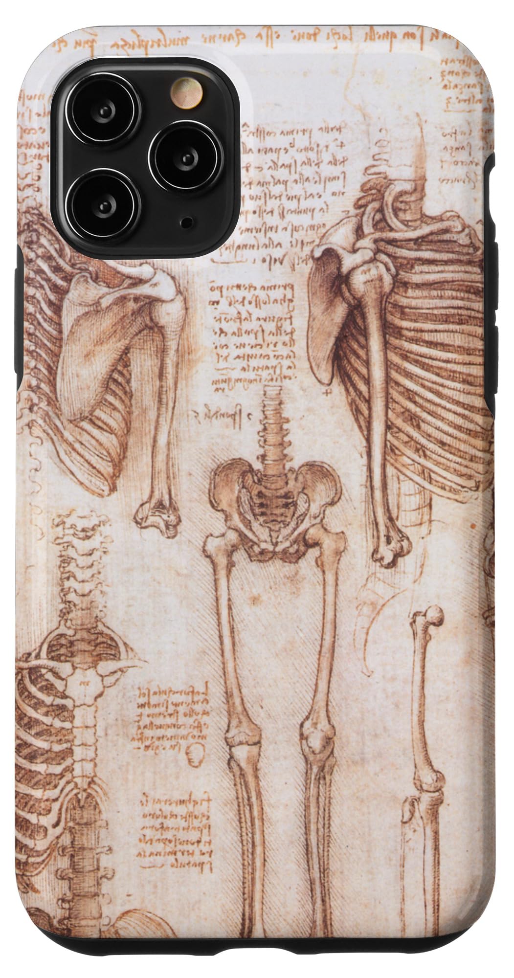 iPhone 11 Pro Case - Vintage Leonardo da Vinci Skeleton Anatomy Art Design - Perfect for Medical Students, Science Enthusiasts & Renaissance Art Lovers - Durable Protective Phone Cover for School, Work & Daily Use