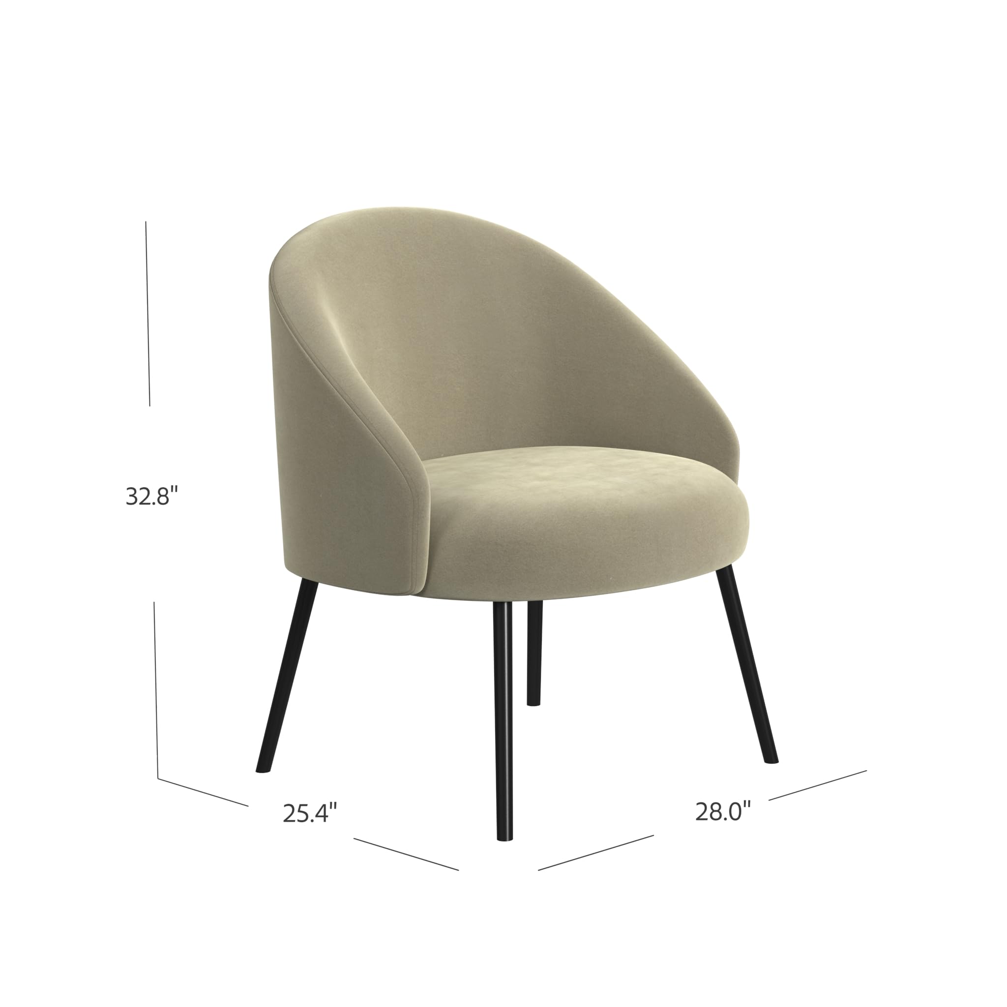 Modern Velvet Accent Chair - Upholstered Home Decor for Living Room & Bedroom - Taupe Decorative Furniture | Perfect for Cozy Reading Nooks, Lounge Areas & Guest Rooms