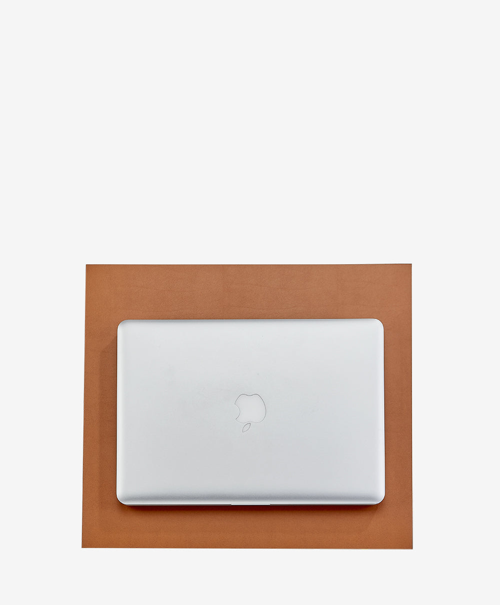 Premium Italian Leather Desk Mat in Tan & Navy - Non-Slip Office Desk Protector for Writing, Typing & Mouse Use