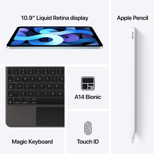 Apple iPad Air 4th Generation (10.9-inch, 64GB) - Sky Blue (WiFi + Cellular) - Perfect for Work, Study & Entertainment On The Go