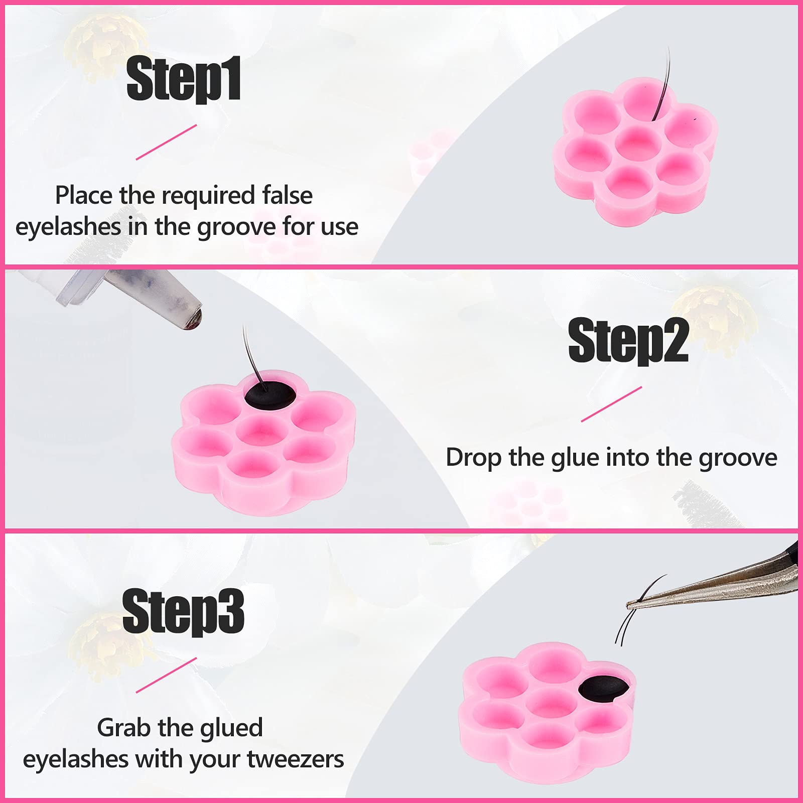 200PCS Flower Shaped Eyelash Glue Cups - Lash Extension Glue Holders, Disposable Eyelash Grafting Trays for Professional & DIY Lash Artists - Perfect for Salon, Home Use & Beauty Kits