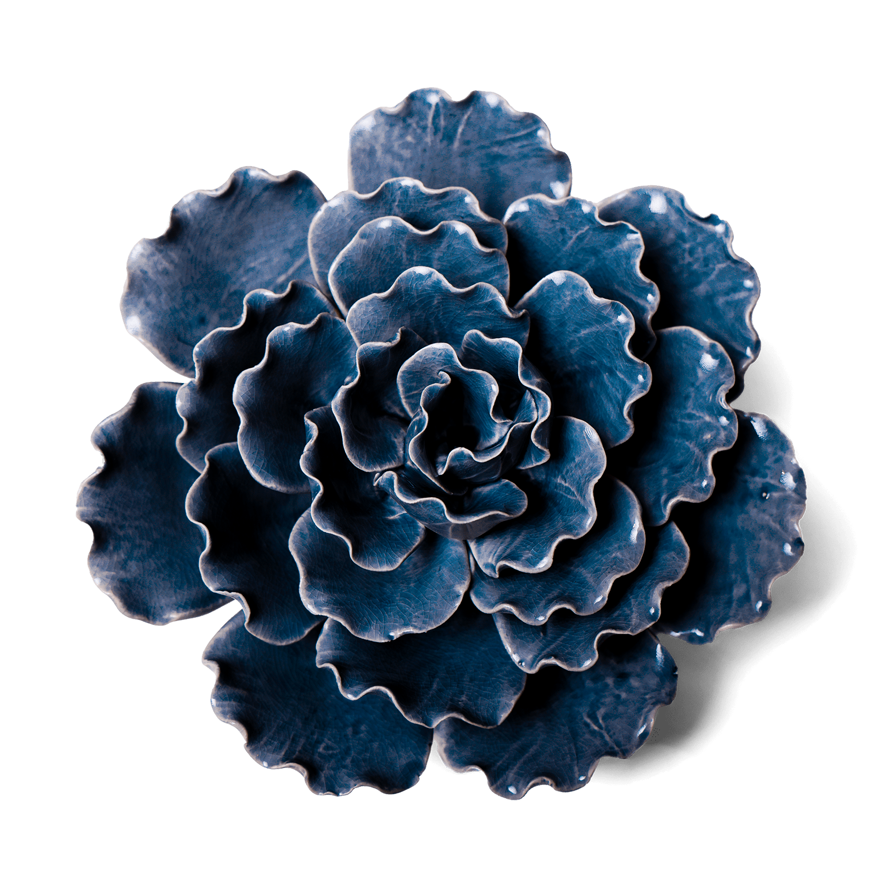 Premium Ceramic Flower Lettuce Planter - Dark Blue XL Size for Indoor & Outdoor Plants - Perfect for Home Decor, Garden, and Patio Arrangements