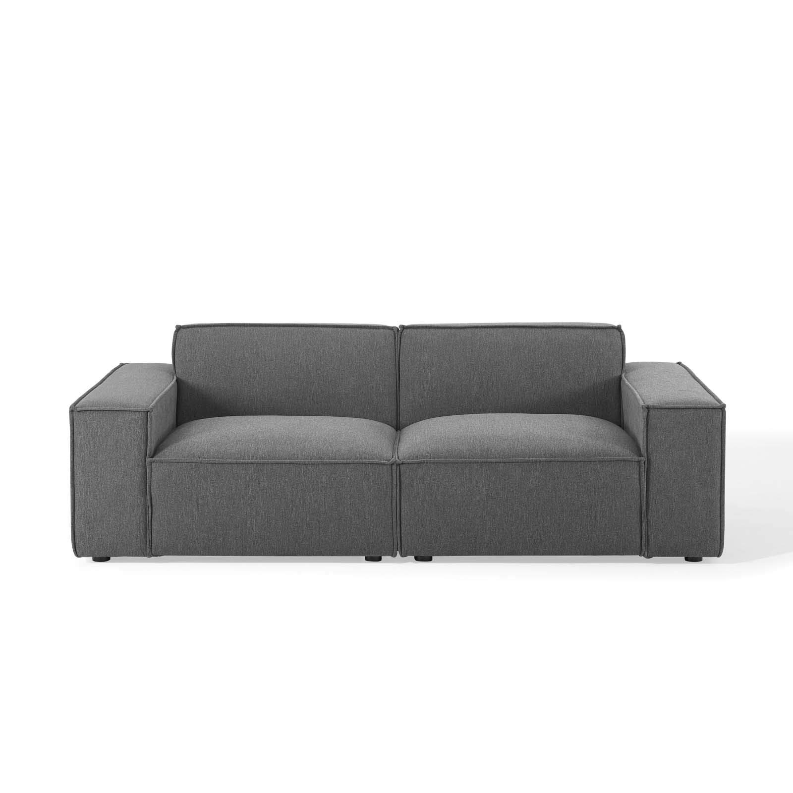 Modway EEI-4111-CHA Restore 2-Piece Sectional Sofa in Charcoal - Modern L-Shaped Couch for Living Room, Lounge & Small Spaces