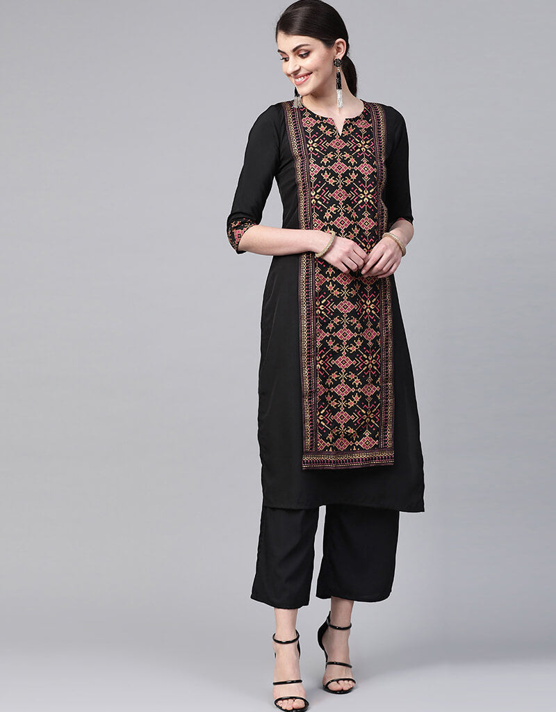 Black Crepe Straight Leg Pants for Women - Comfortable & Stylish Office Wear & Casual Outfits